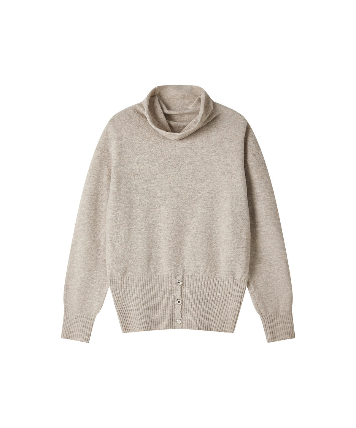 「11月下旬出荷予定」Draped Neck Button Hem Knit Sweater