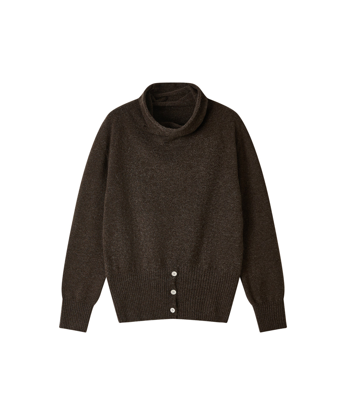 「11月下旬出荷予定」Draped Neck Button Hem Knit Sweater