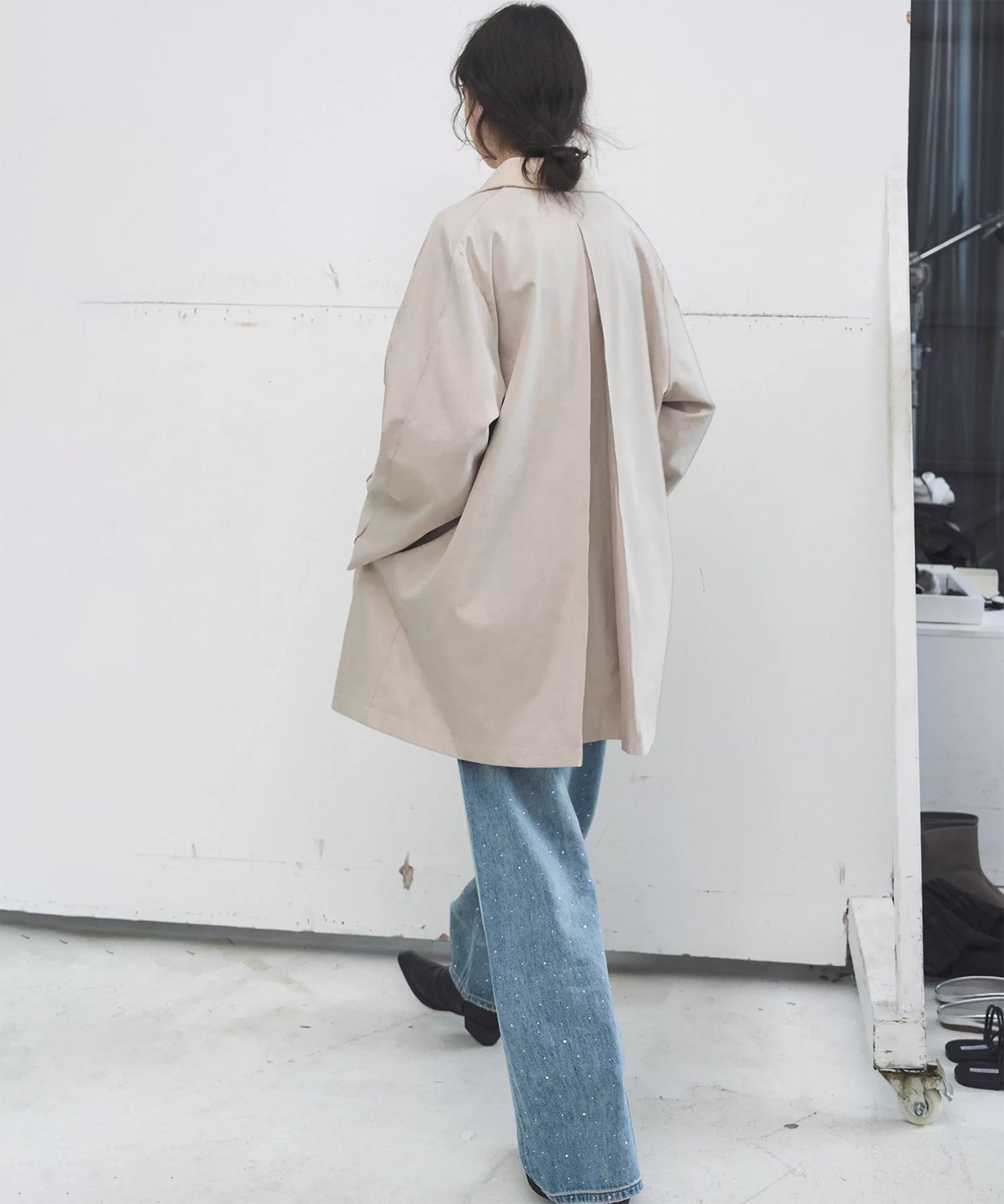 Oversized Corduroy Color-Block Long Coat