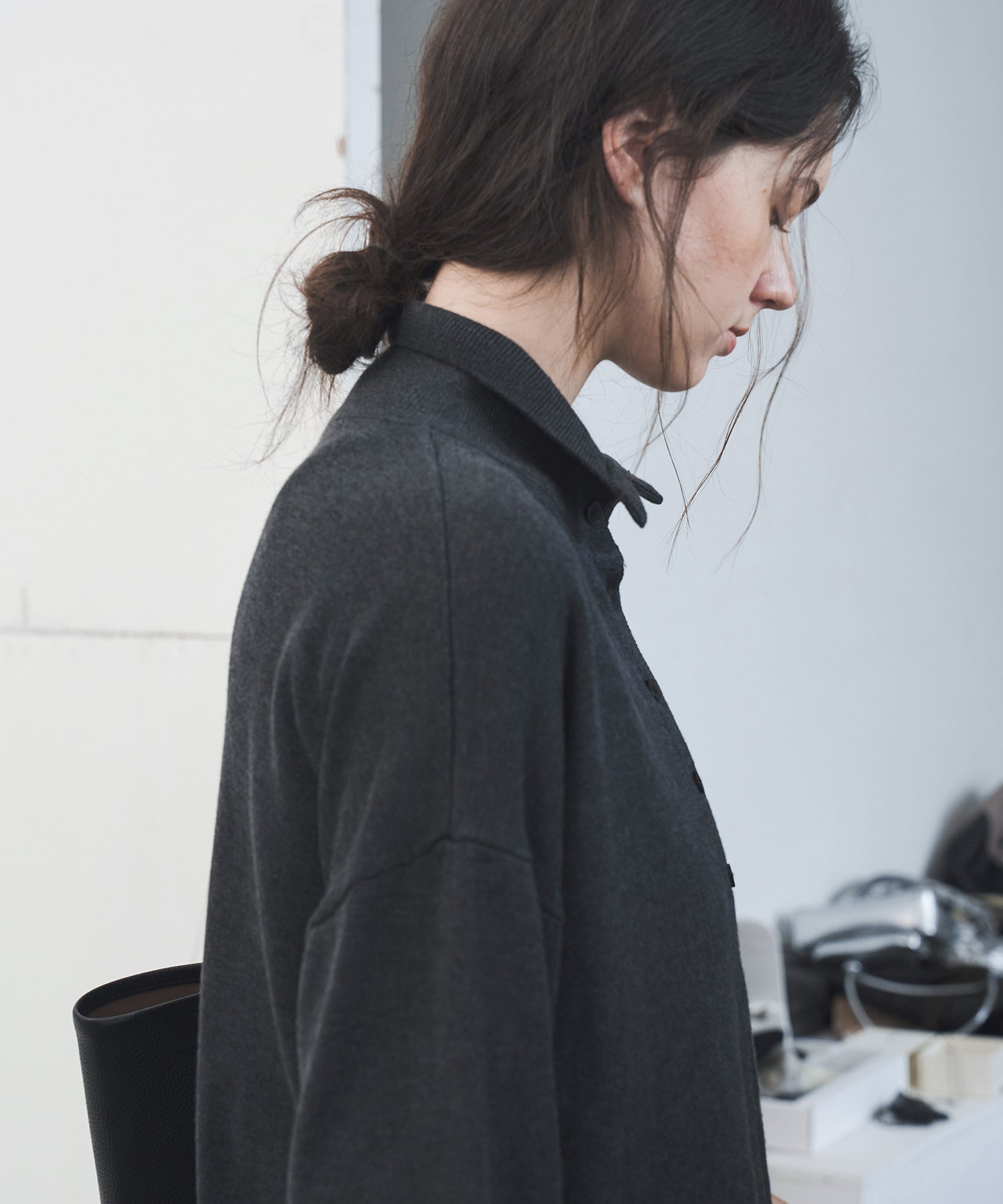 High Neck Lightweight Knit Cardigan Sweater