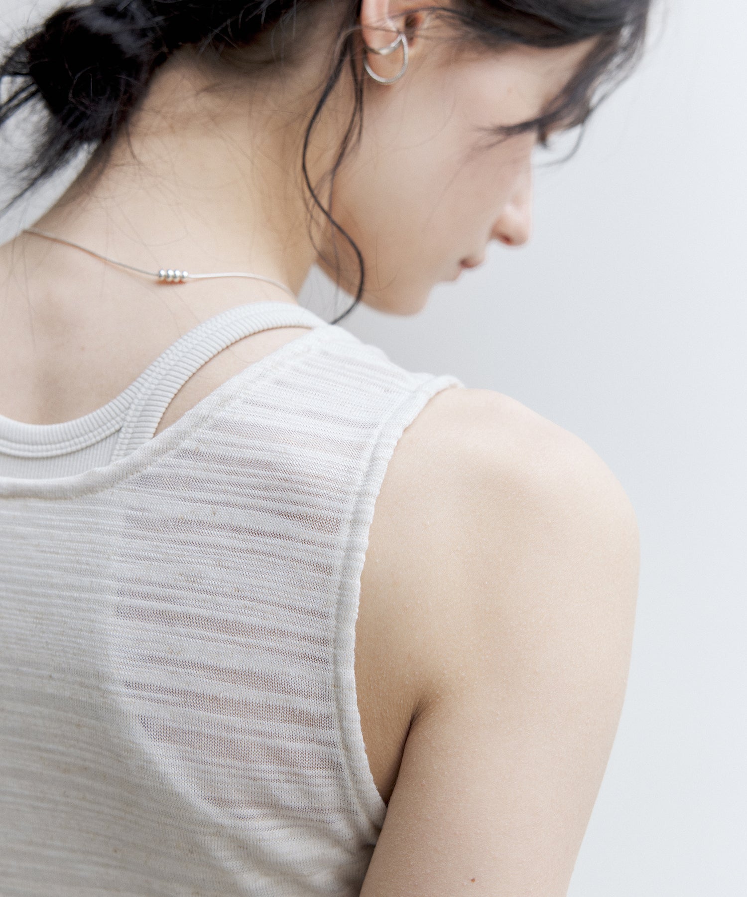 Asymmetric Gather Linen Blend Tank Top