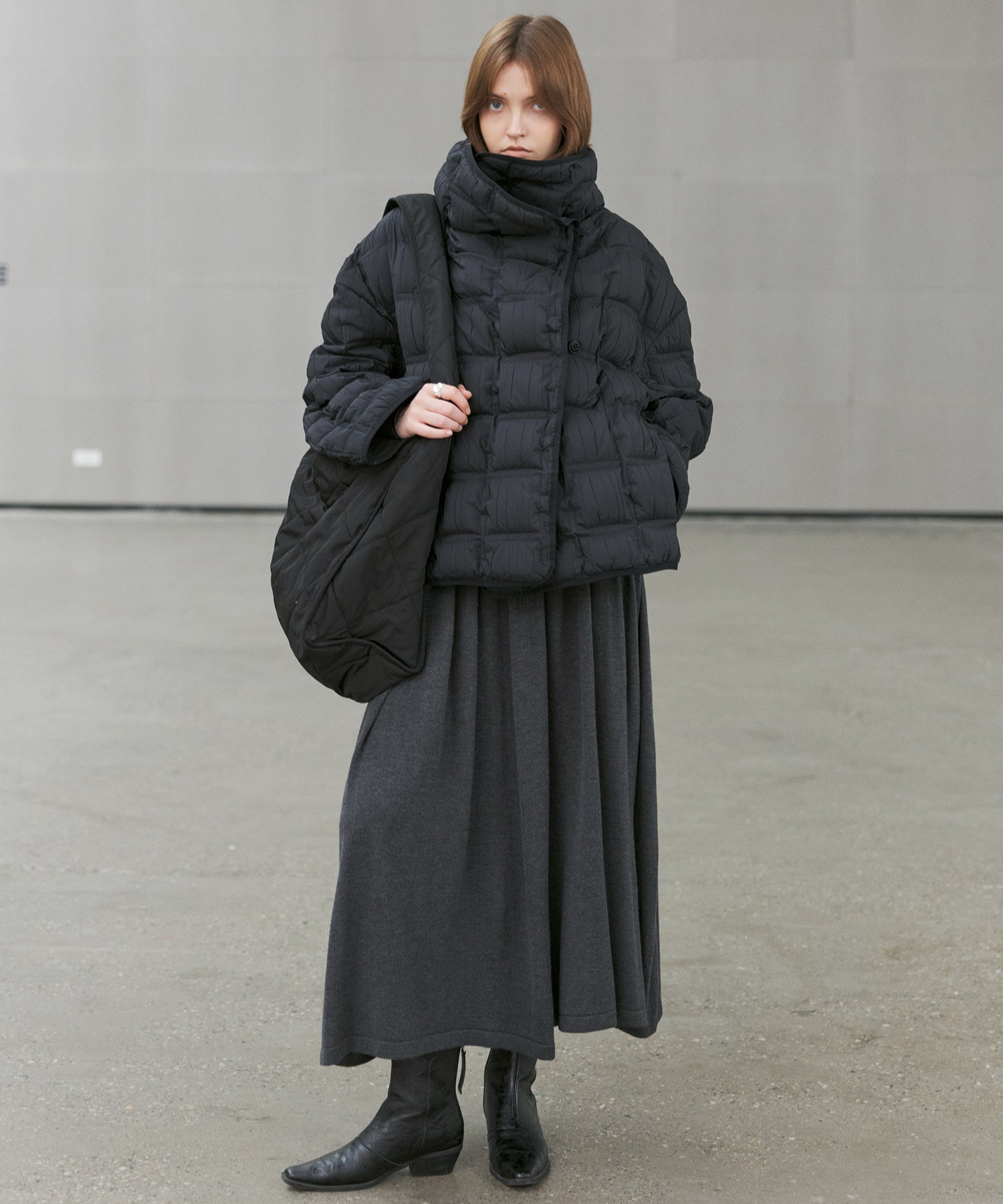 Crinkled Stand Collar Down Jacket