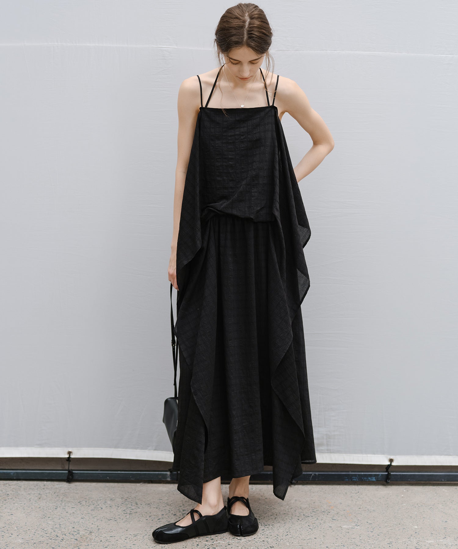 Textured Crepe Slip Dress
