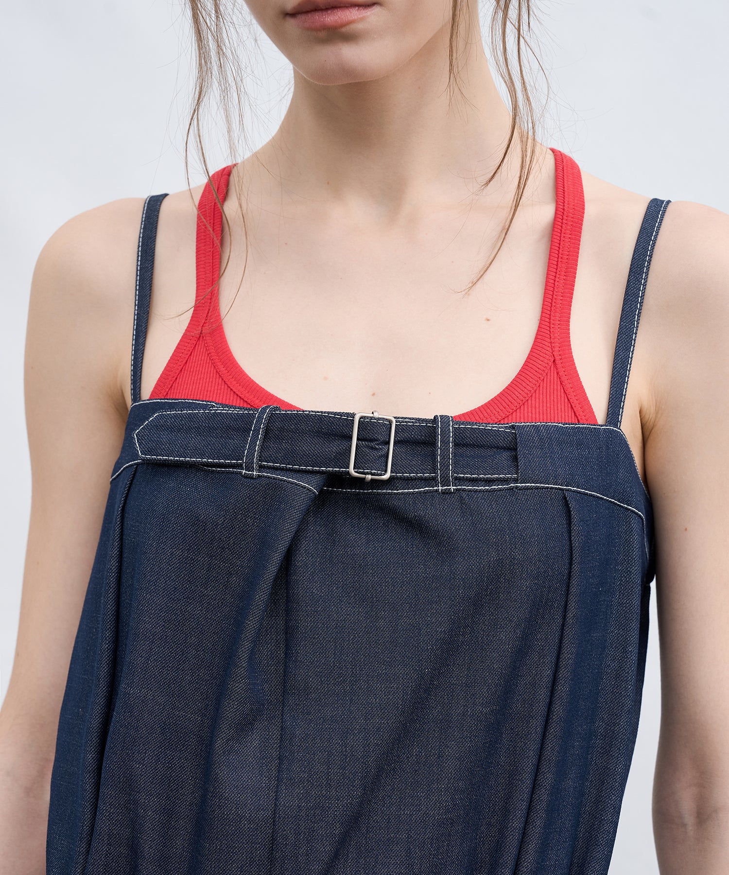 Lightweight Denim-Style Wide Leg Jumpsuit