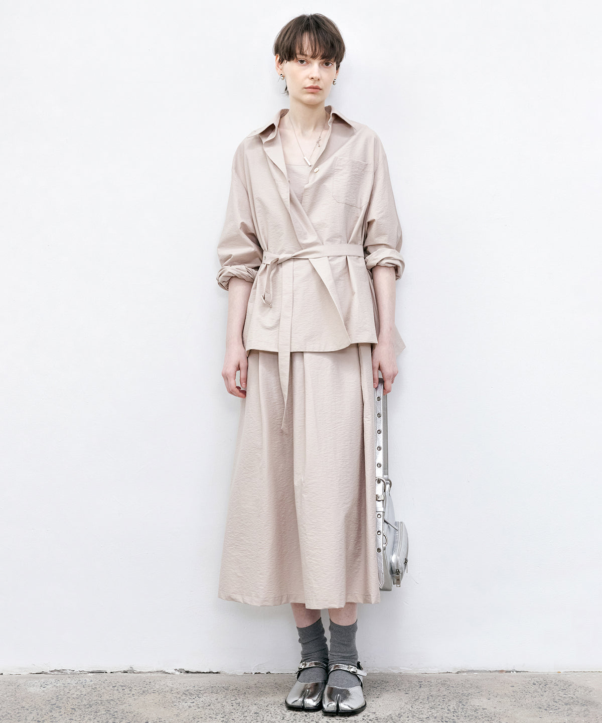 Square Neck Belted Flare Dress
