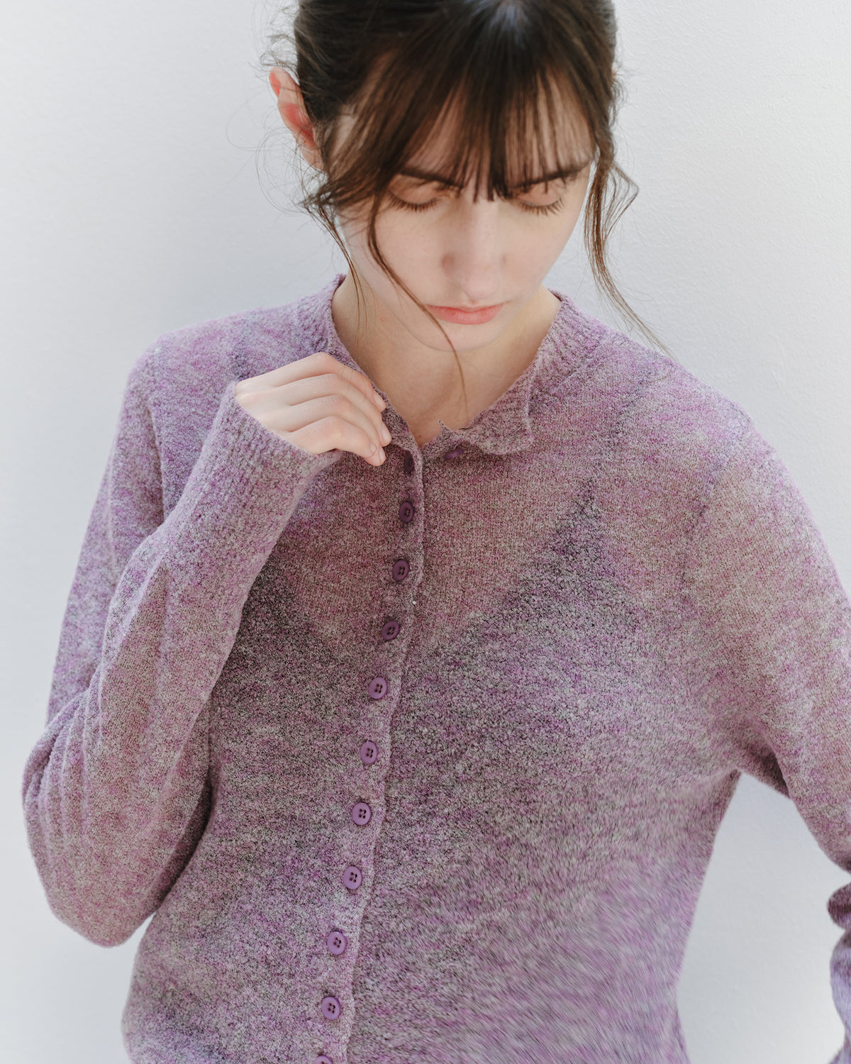 「10月下旬出荷予定」Melange Wool-Blend Multi Button Knit Cardigan