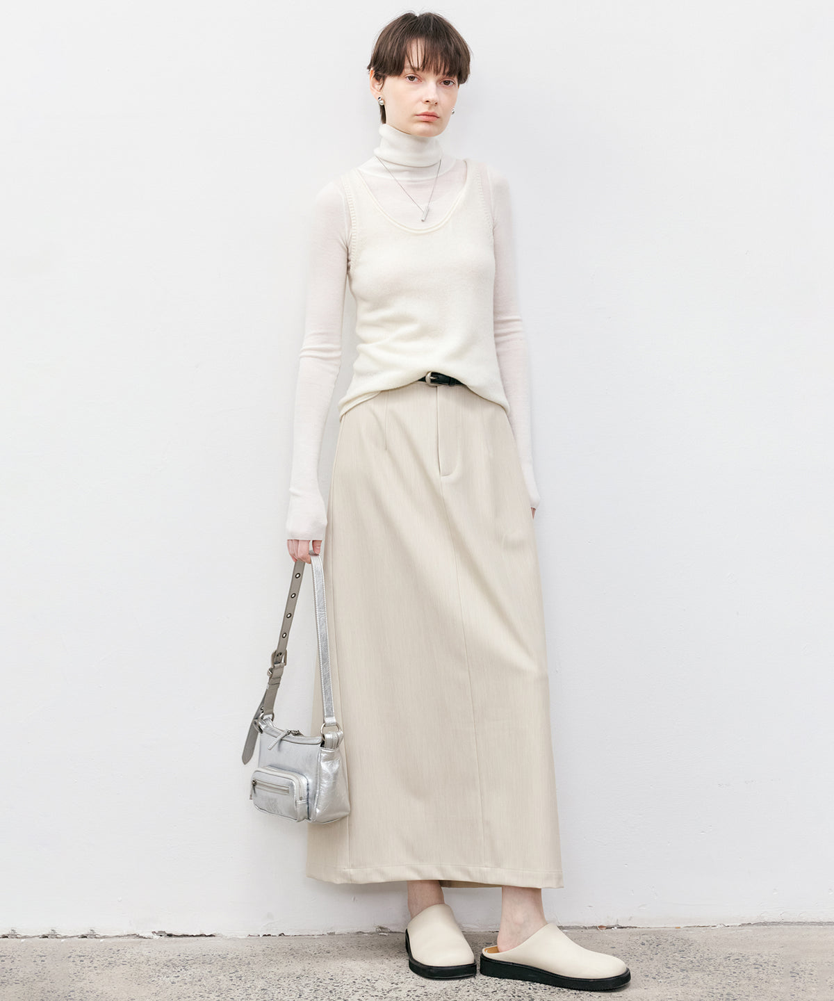 Back Slit Straight Maxi Skirt