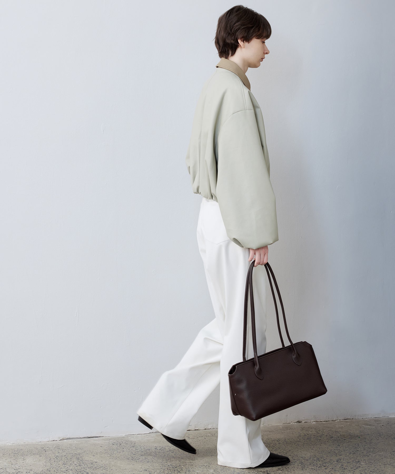 Contrast Collar Cropped Faux Leather Jacket