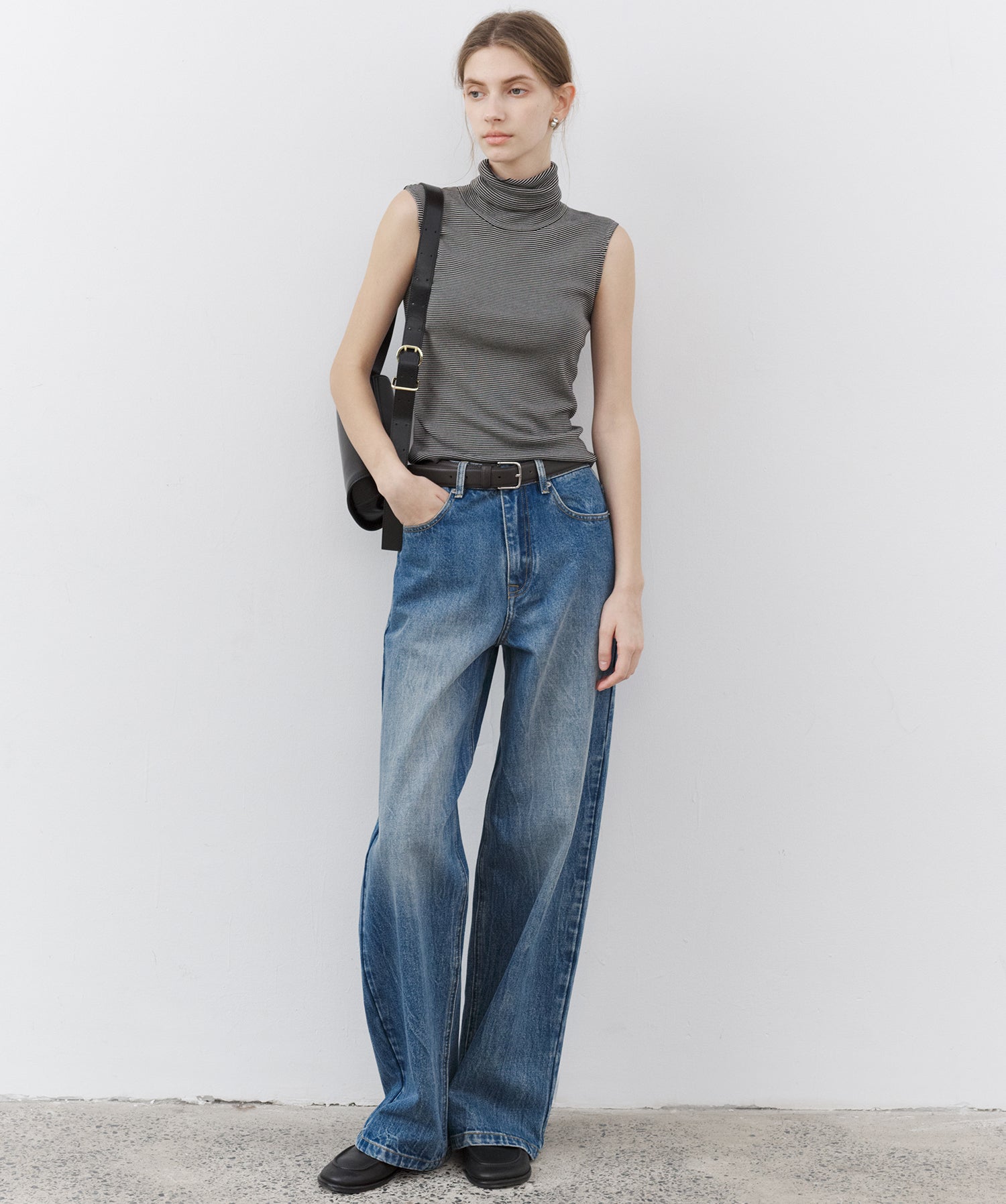 Lyocell Silk Blend High-Neck Knit Tank