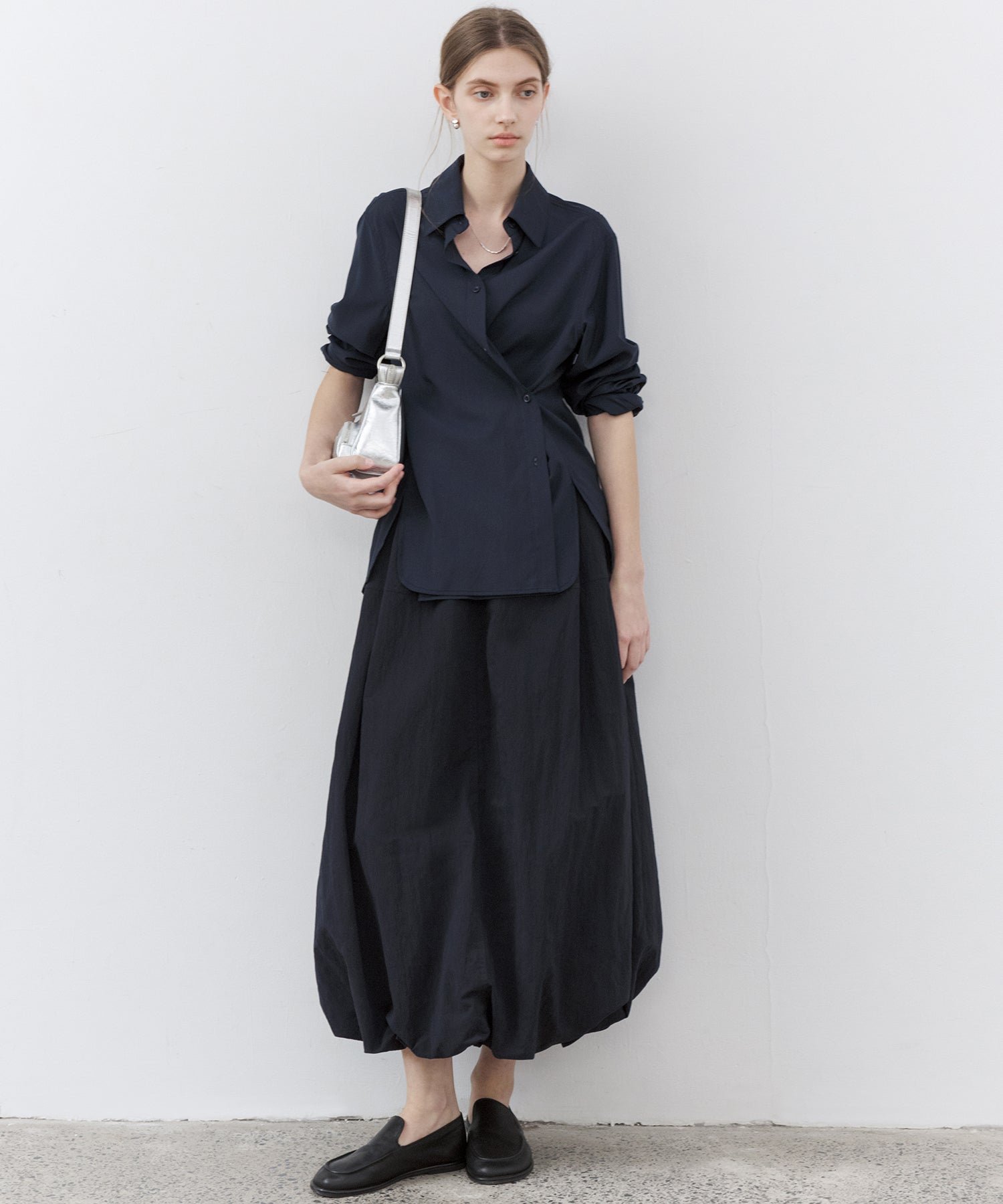 Structured Balloon Silhouette Long Skirt