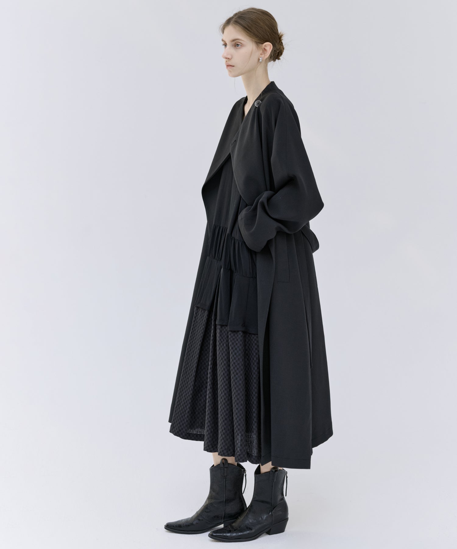 Asymmetric Collar Raglan Sleeve Long Coat