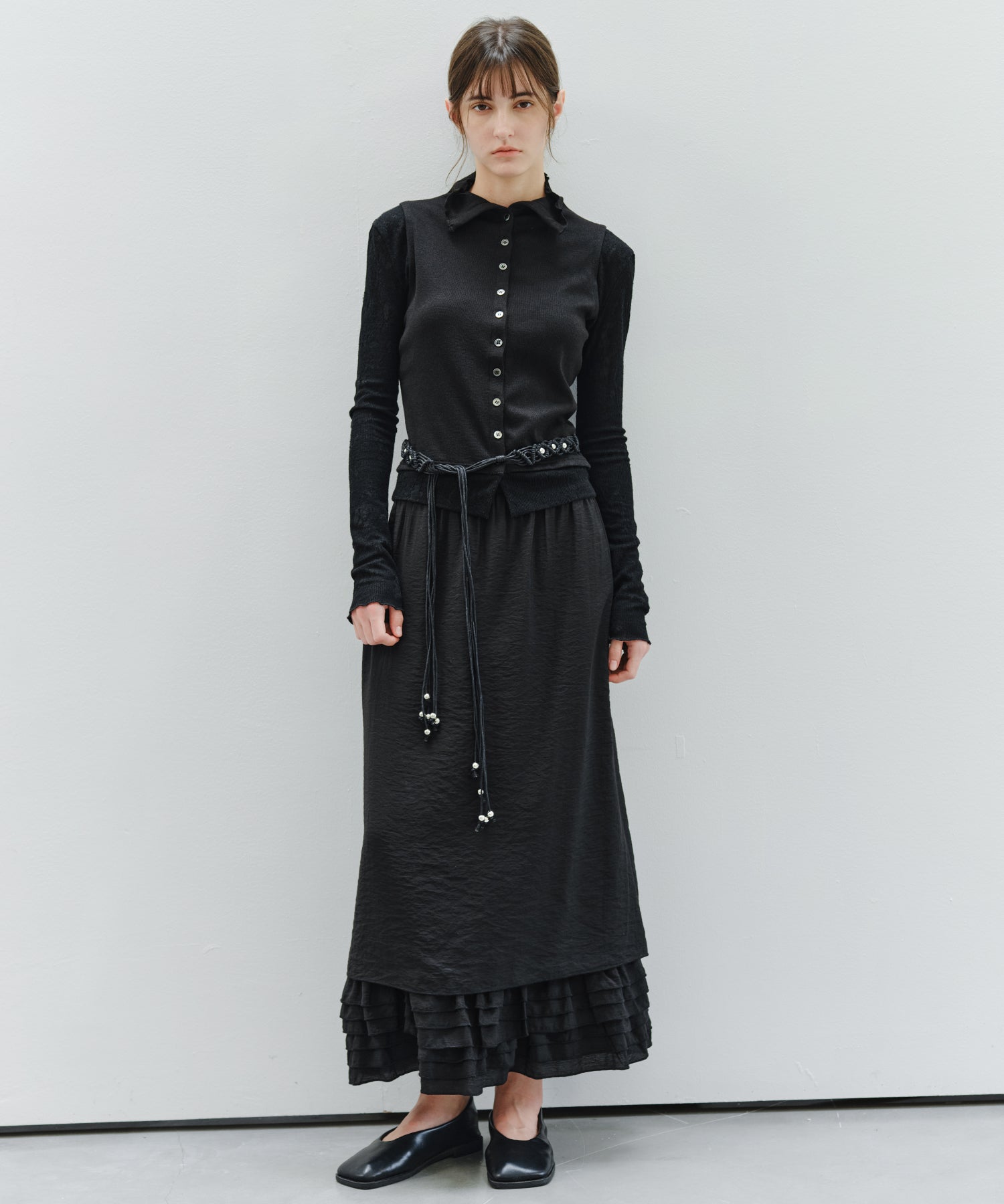 「9月下旬出荷予定」Lace Sleeve Layered Collar Top