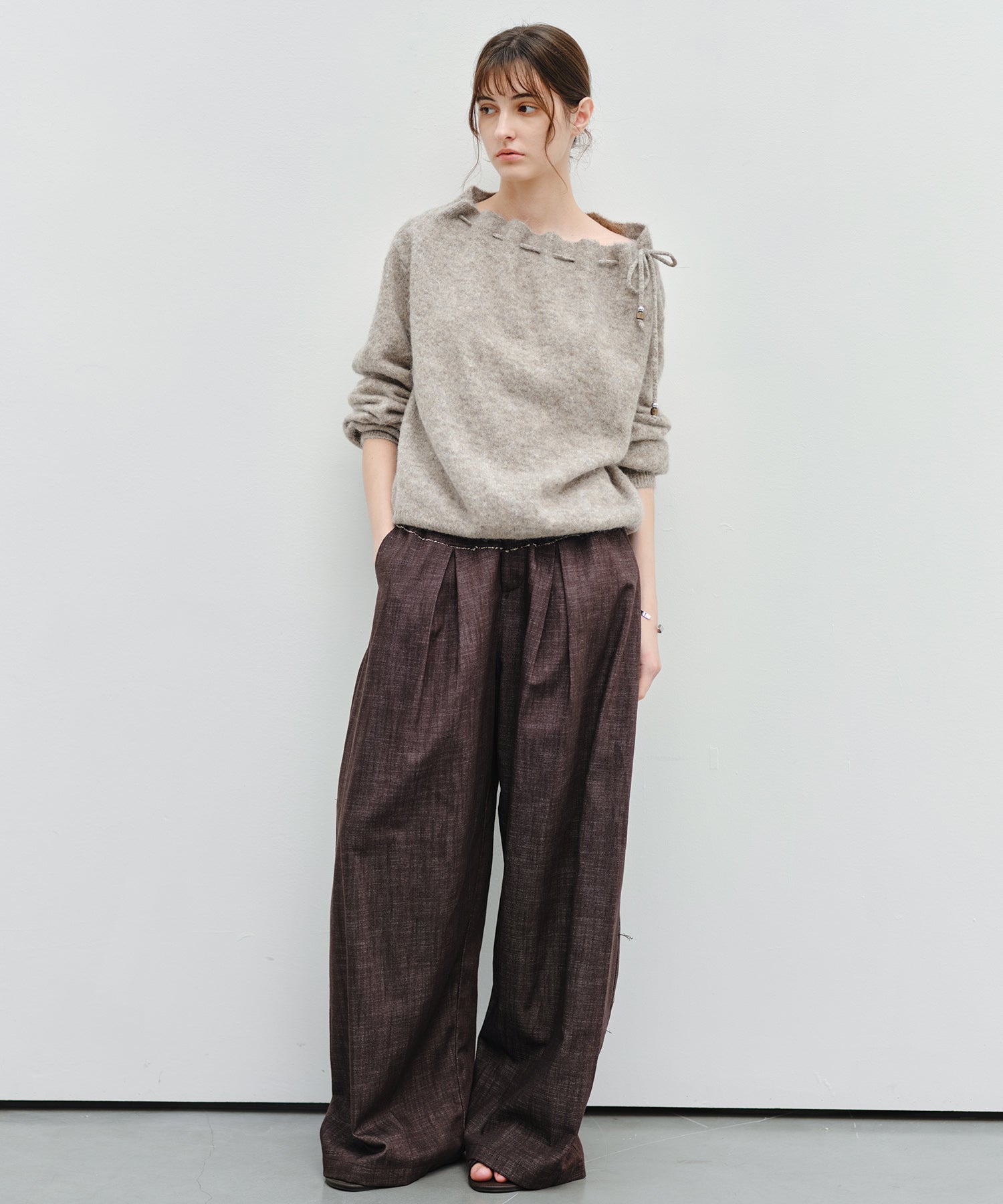「9月下旬出荷予定」Paneled Drawstring Wide Pants