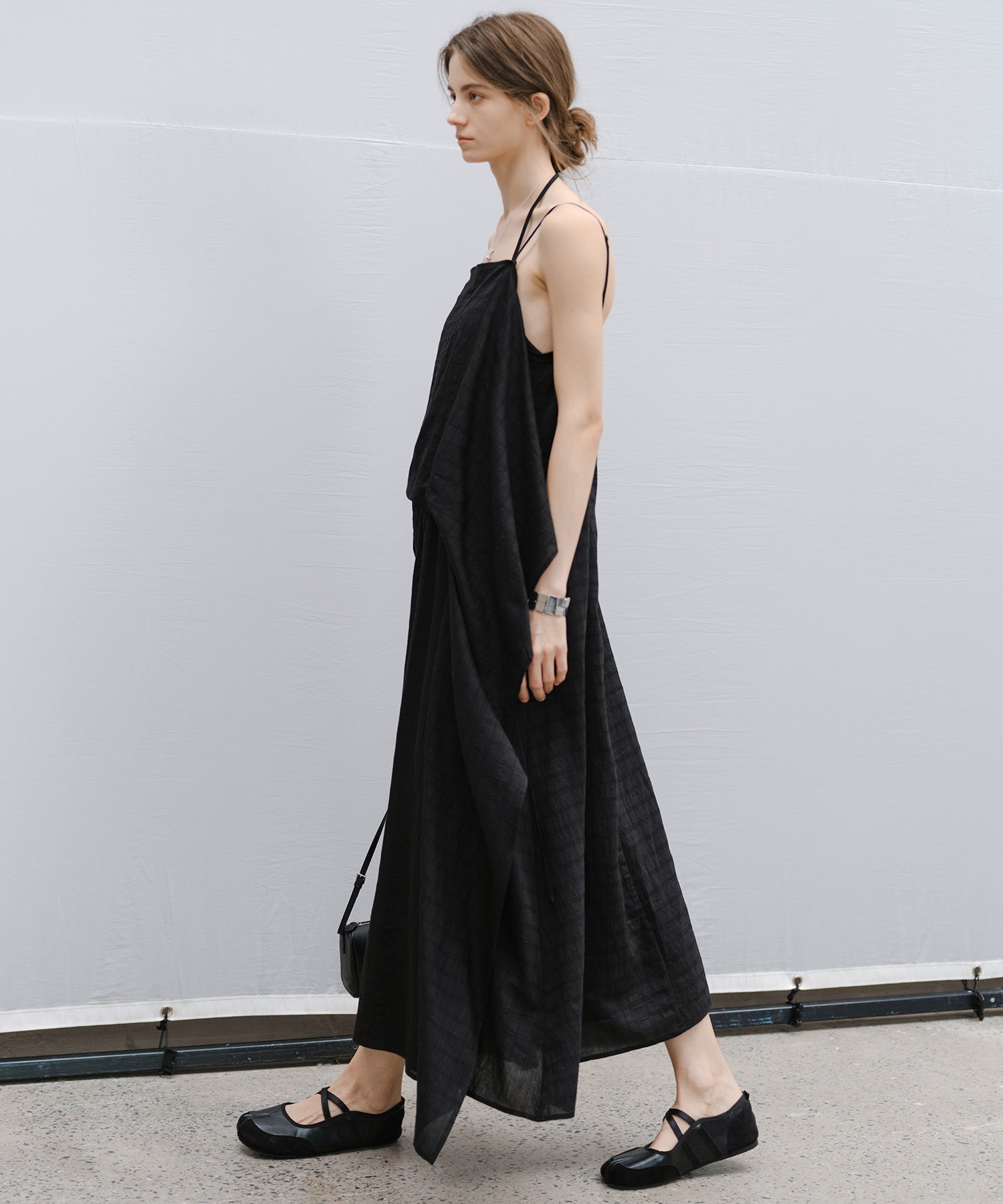 Textured Crepe Slip Dress