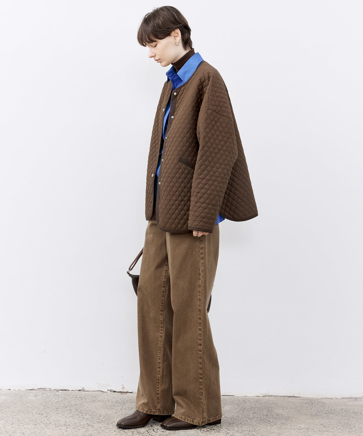 Round Hem Quilted Mid Jacket
