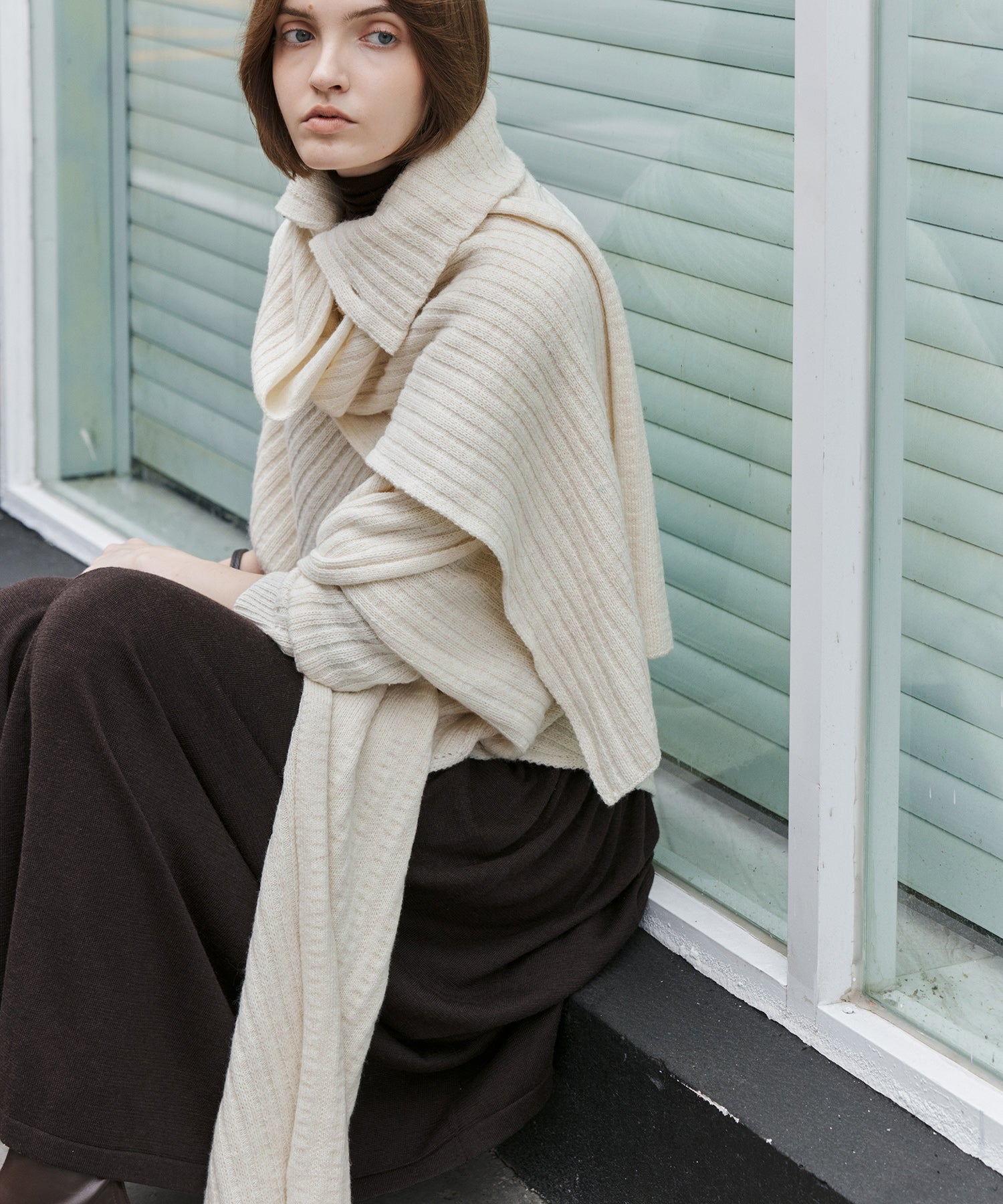 Asymmetric Textured Knit Sweater