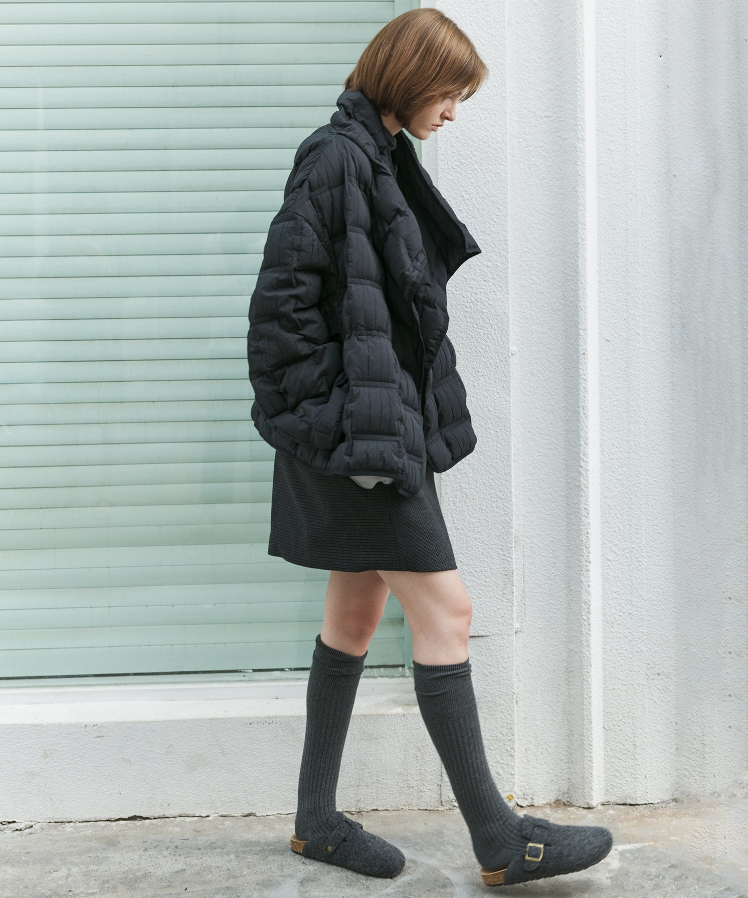 Crinkled Stand Collar Down Jacket