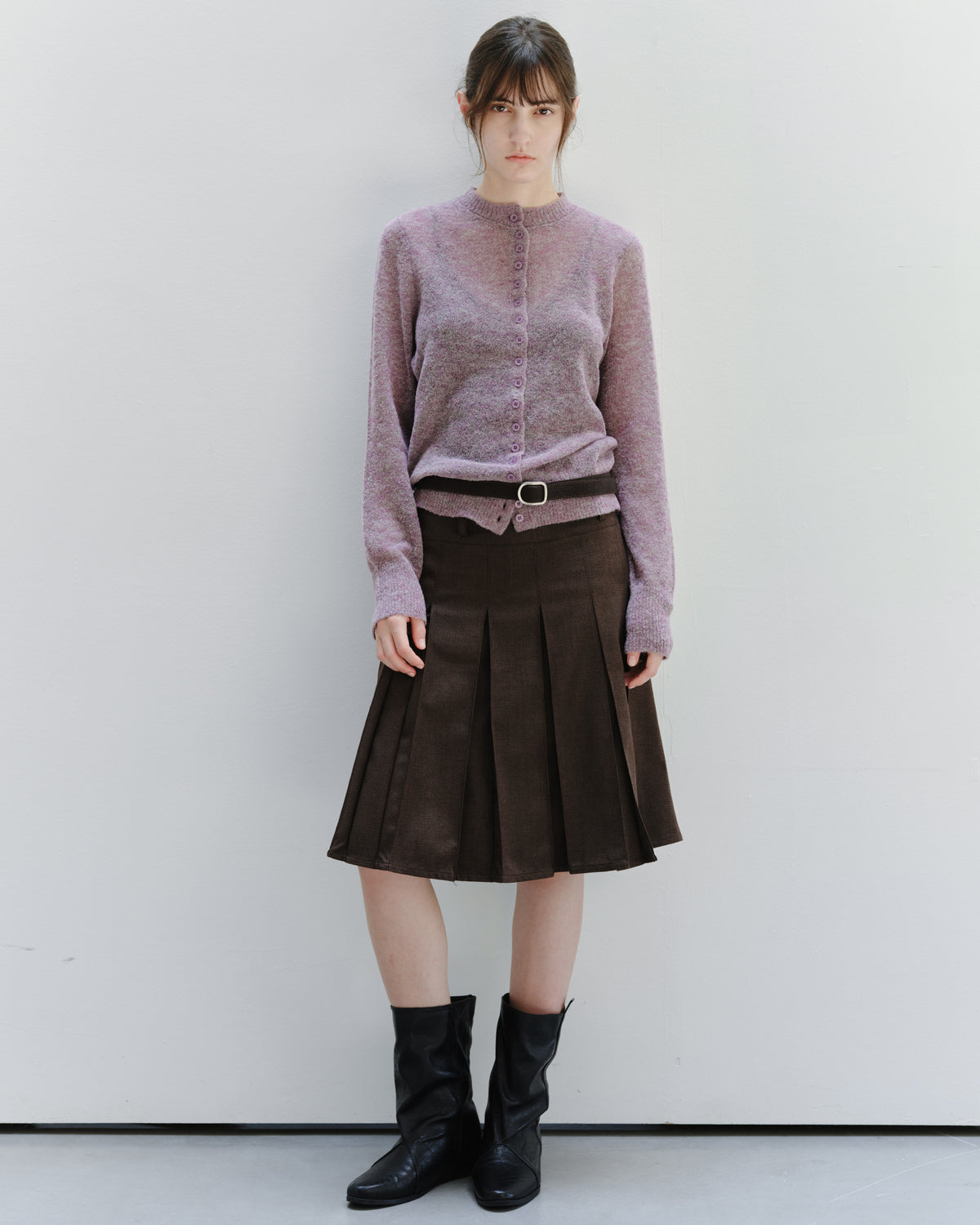 「10月下旬出荷予定」Melange Wool-Blend Multi Button Knit Cardigan