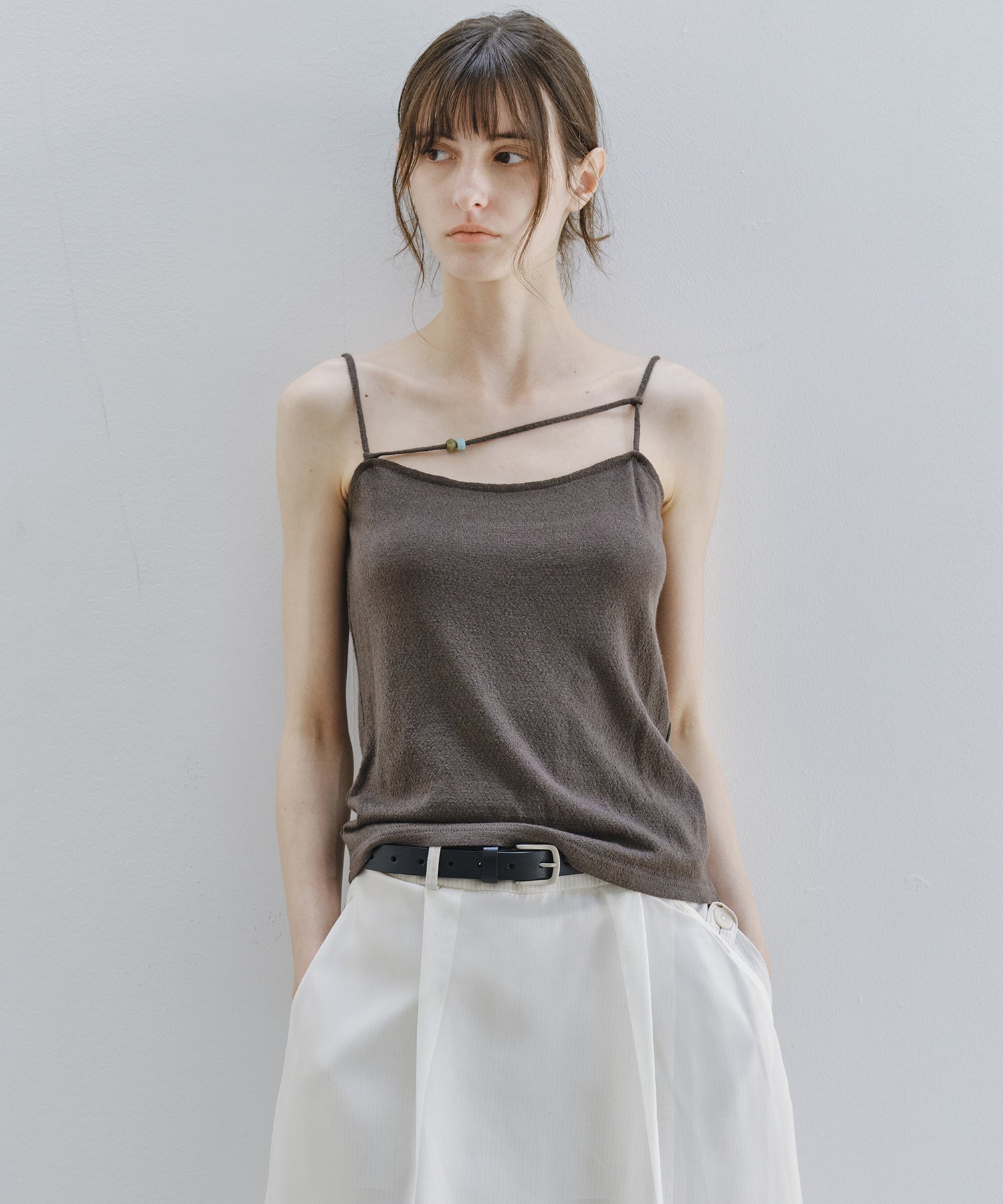 「8月中旬~下旬出荷」Wool Silk Beaded Strap Camisole