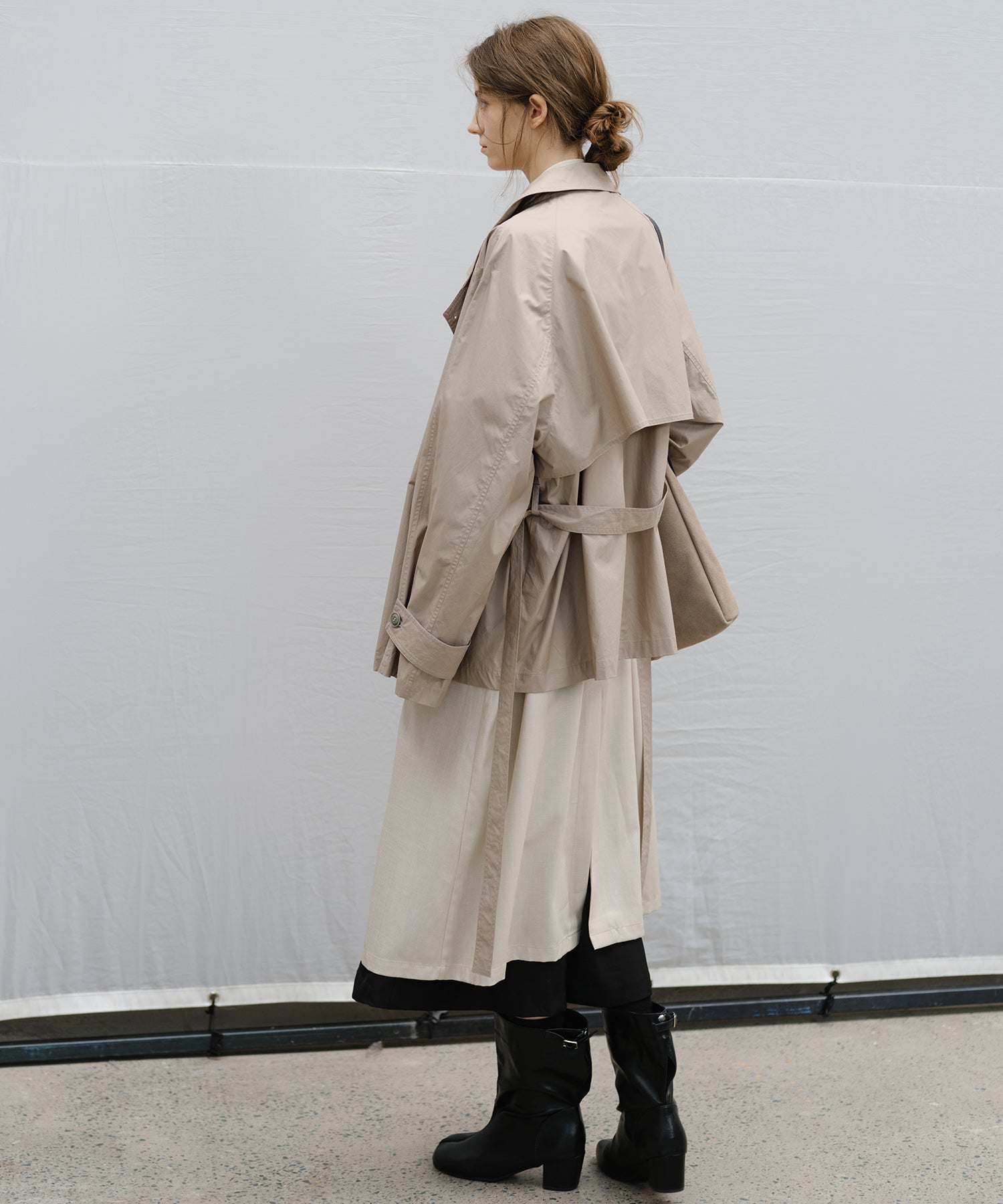 "Shipping from late February to early March" Belted Cropped Trench Jacket