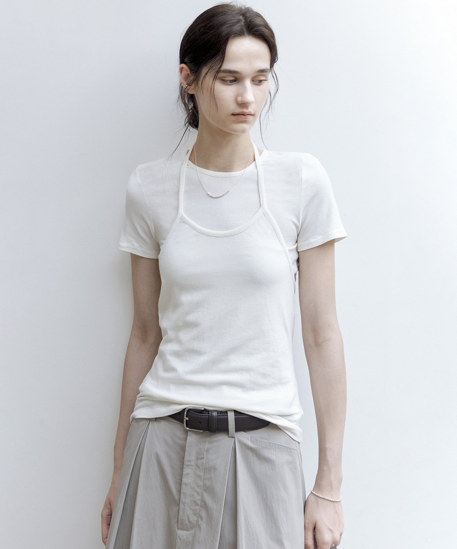 Layered Halter Neck T-Shirt Set