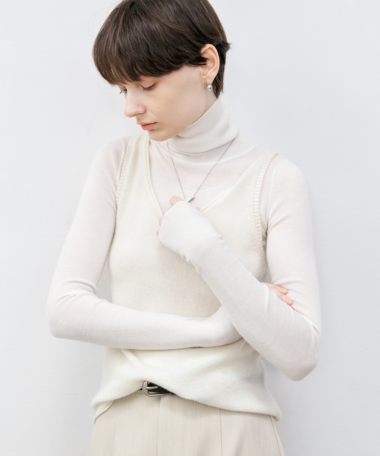 Contrast Panel Turtleneck Top