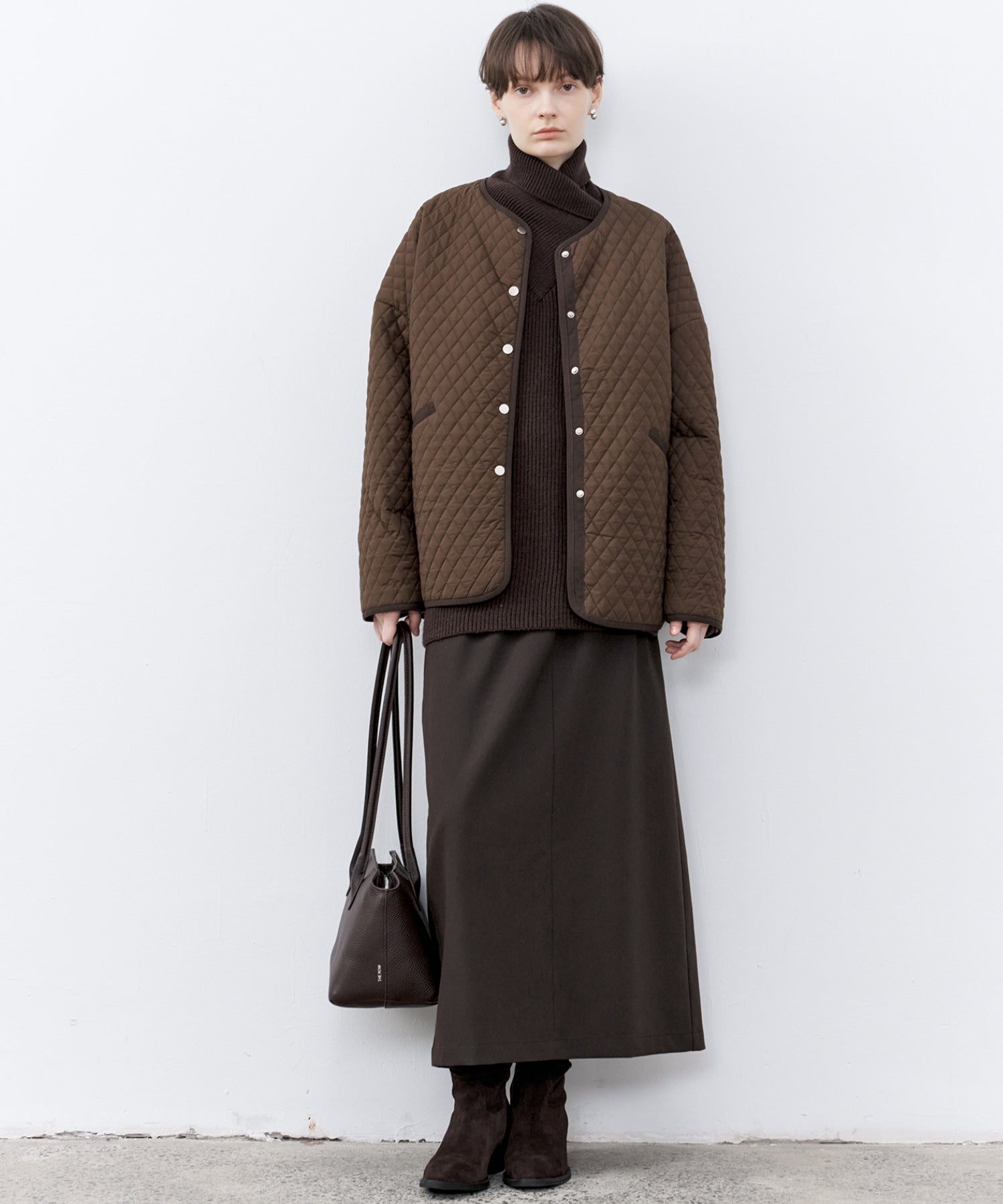 Relaxed Fit Wool-Blend Sweater with Crossed High Neck
