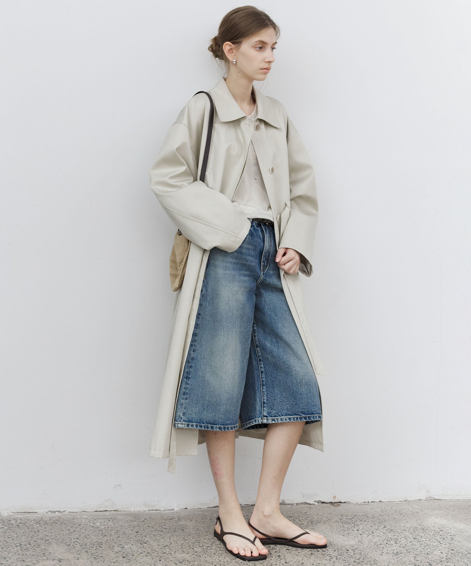 Drawstring Waist Relaxed Fit Long Coat