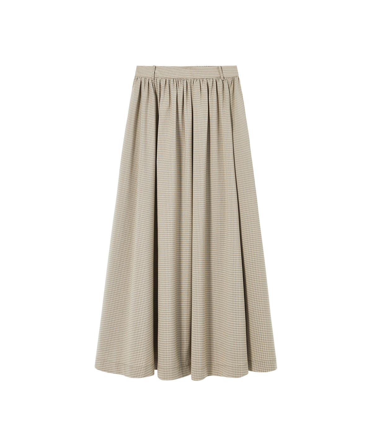 Striped & Checked Gathered Flare Skirt