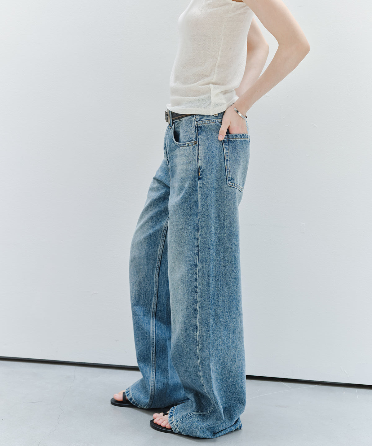 「9月下旬出荷予定」Washed Wide Straight Denim Pants