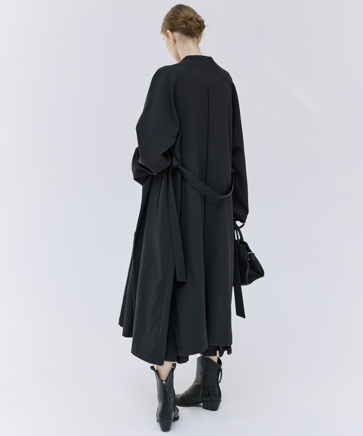 Asymmetric Collar Raglan Sleeve Long Coat