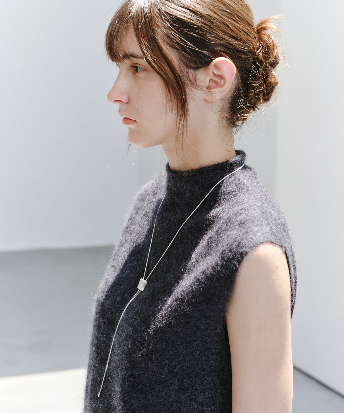 「10月下旬出荷予定」Brushed Cashmere-Blend High Neck Knit Vest