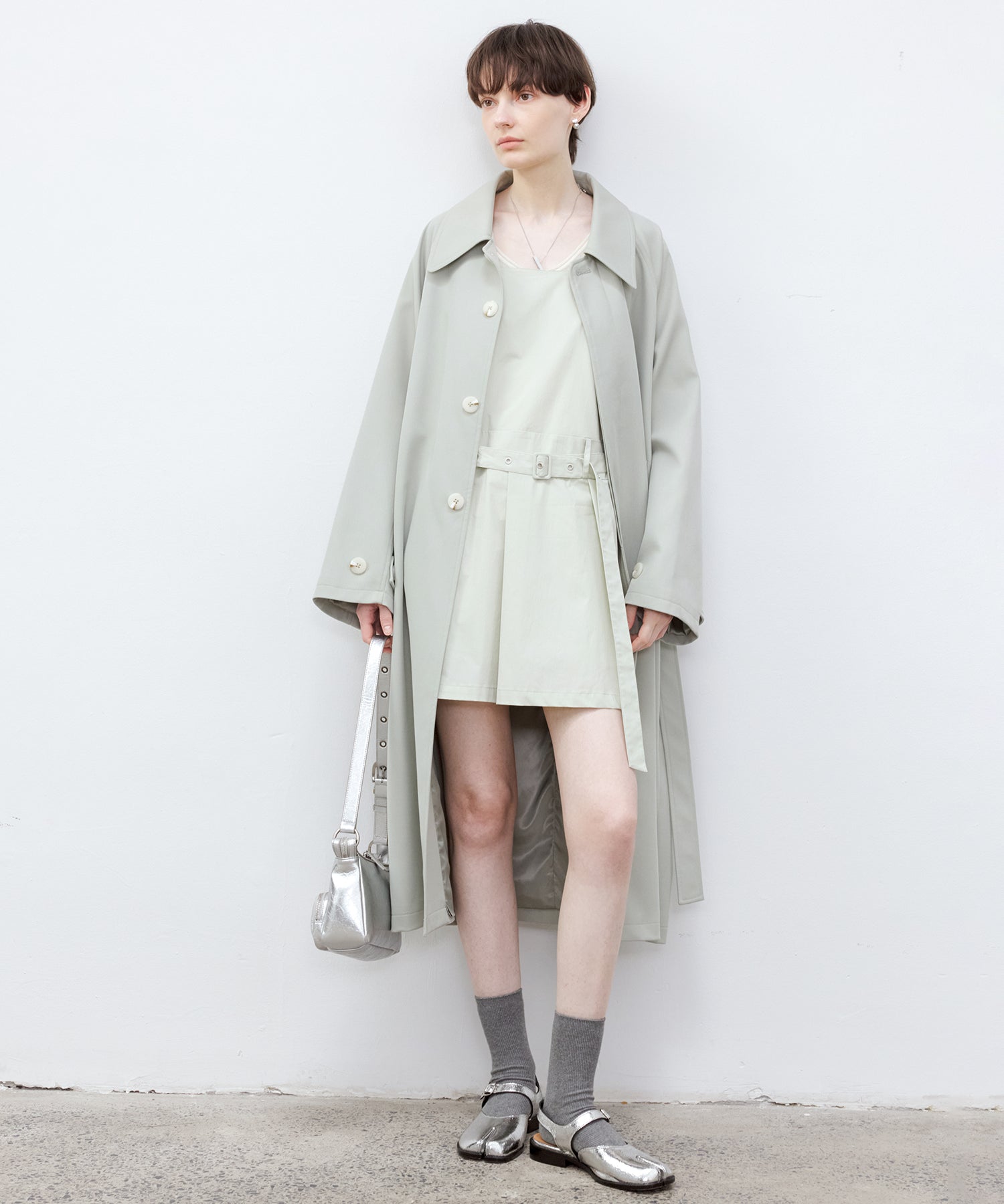 Oversized Raglan Sleeve Long Coat with Belt