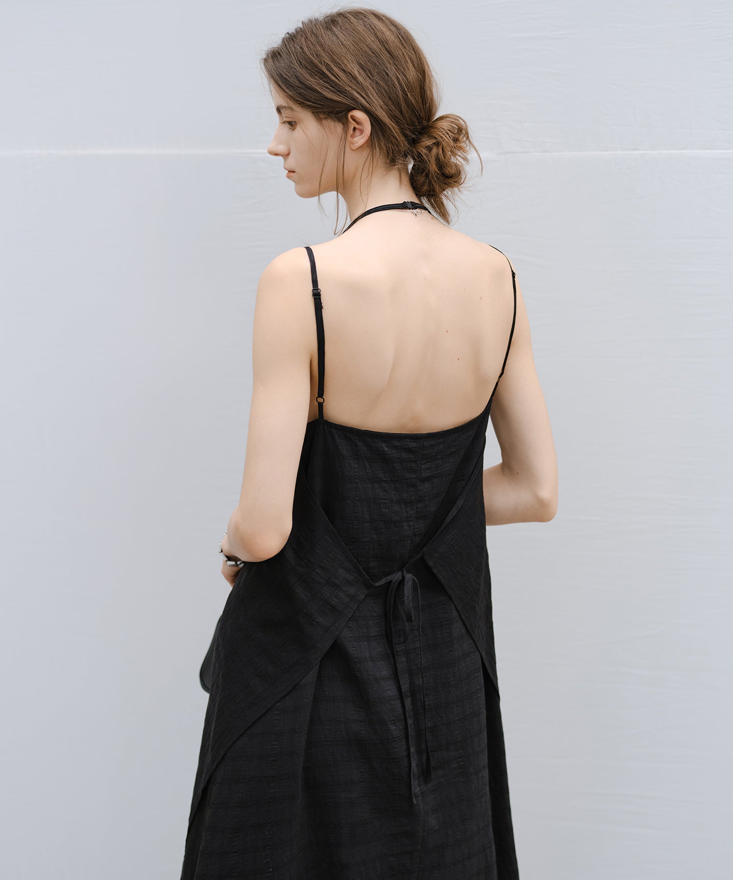 Textured Crepe Slip Dress