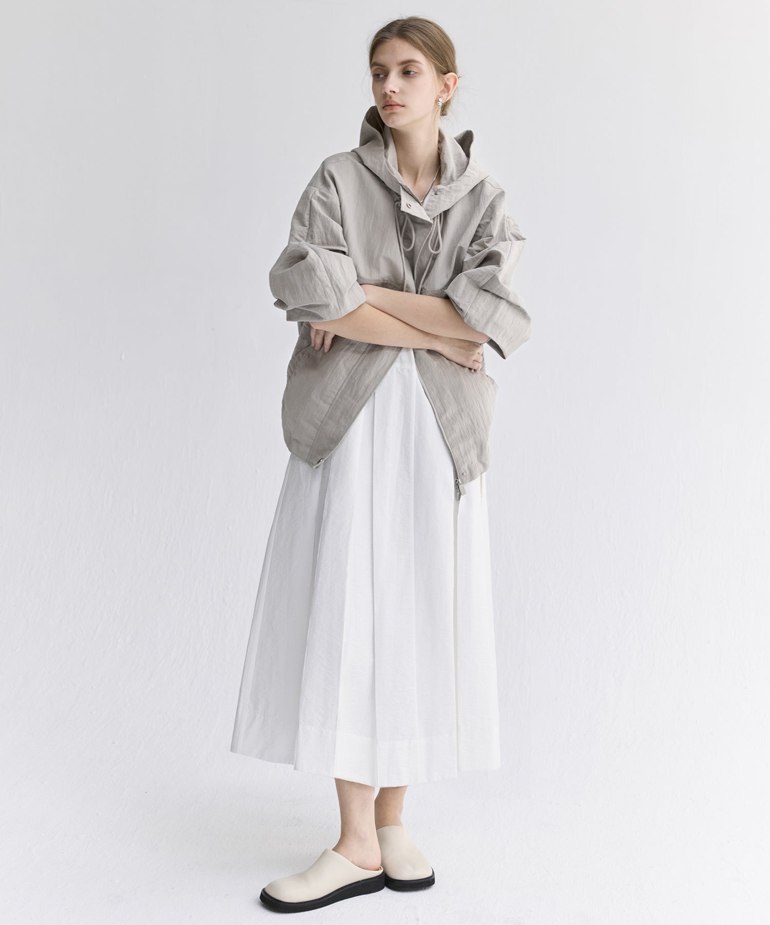 「2月下旬~3月上旬出荷」Drawstring Hooded Zip-Up Jacket