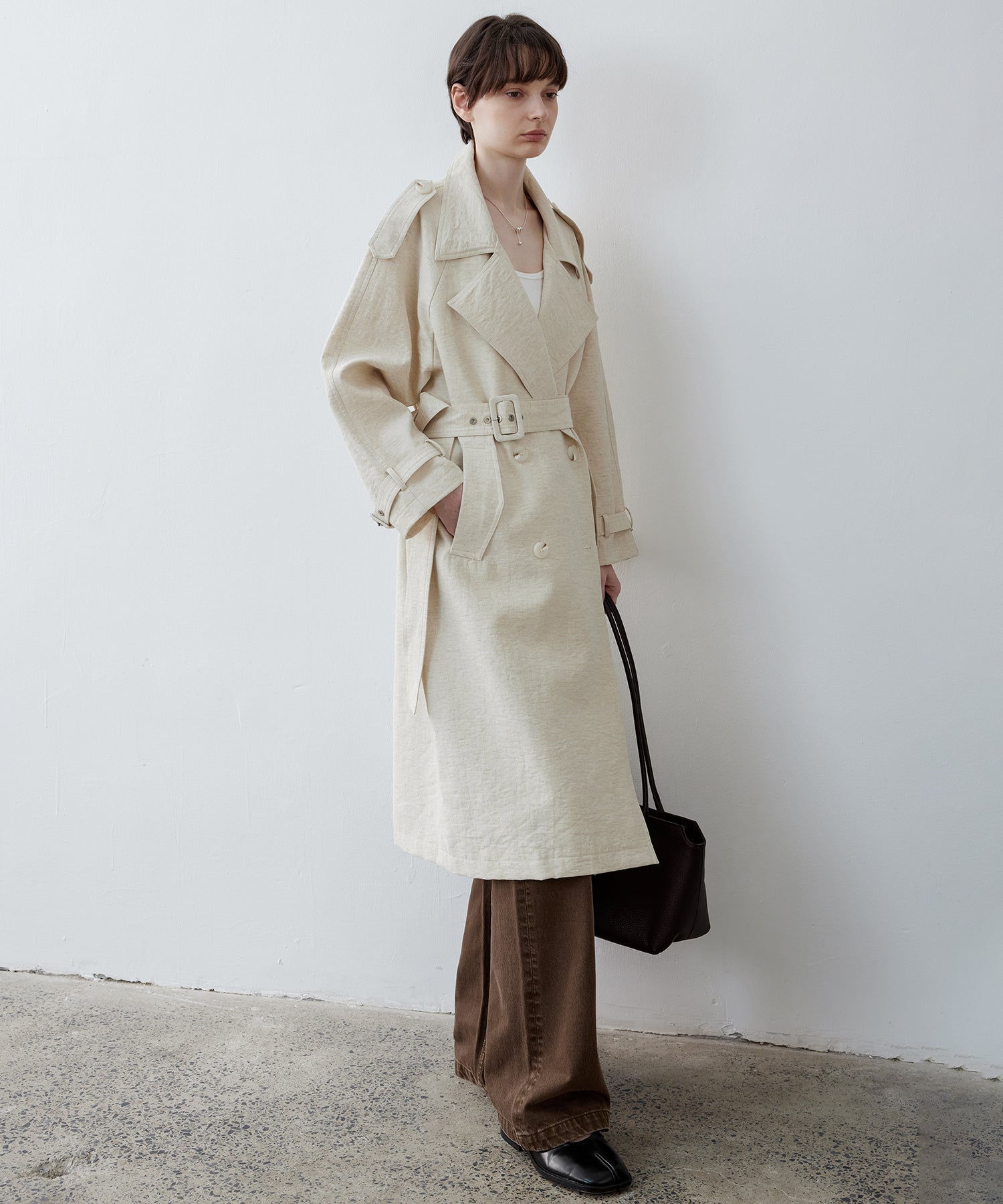 Double-Breasted Epaulette Trench Coat