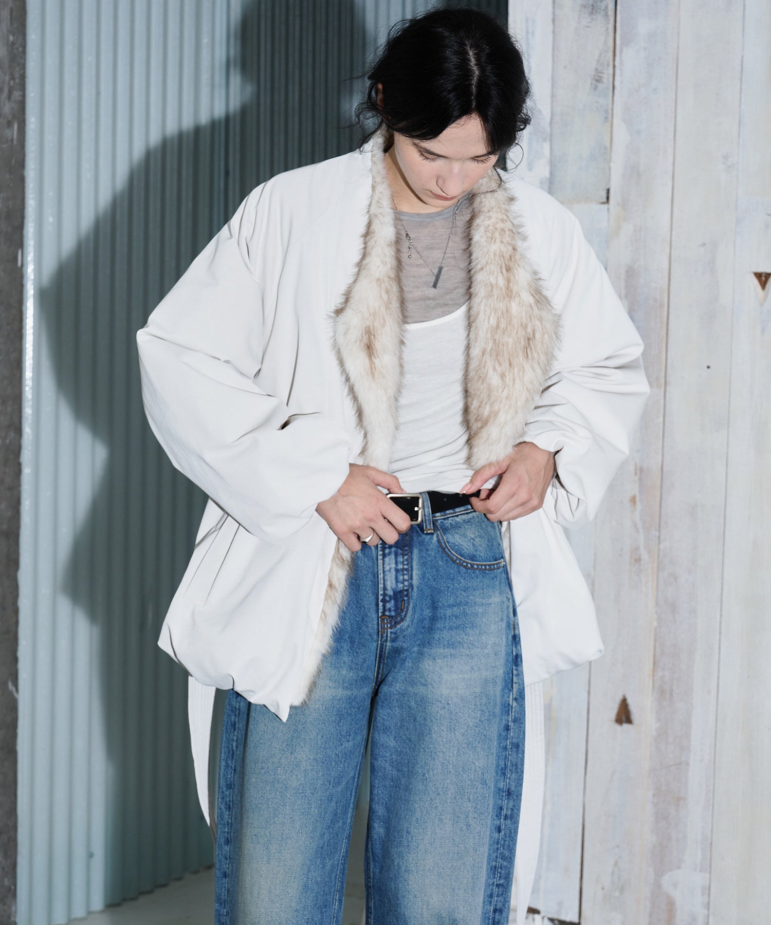 Faux Fur Collar Balloon Down Jacket