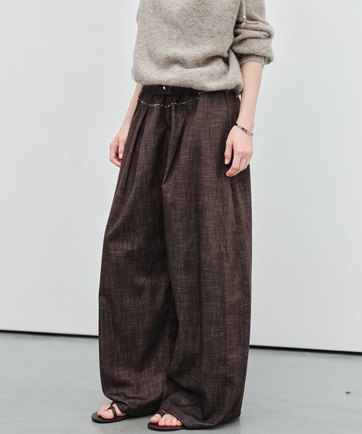 「9月下旬出荷予定」Paneled Drawstring Wide Pants