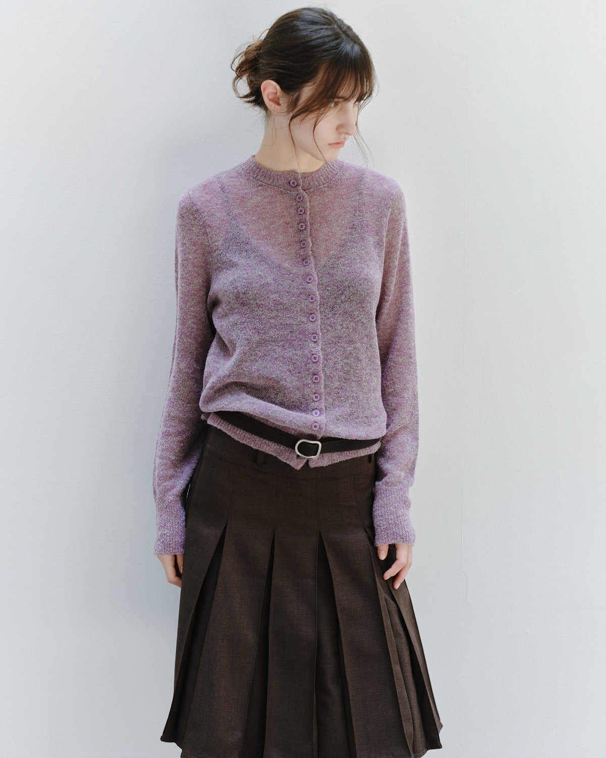 「10月下旬出荷予定」Melange Wool-Blend Multi Button Knit Cardigan