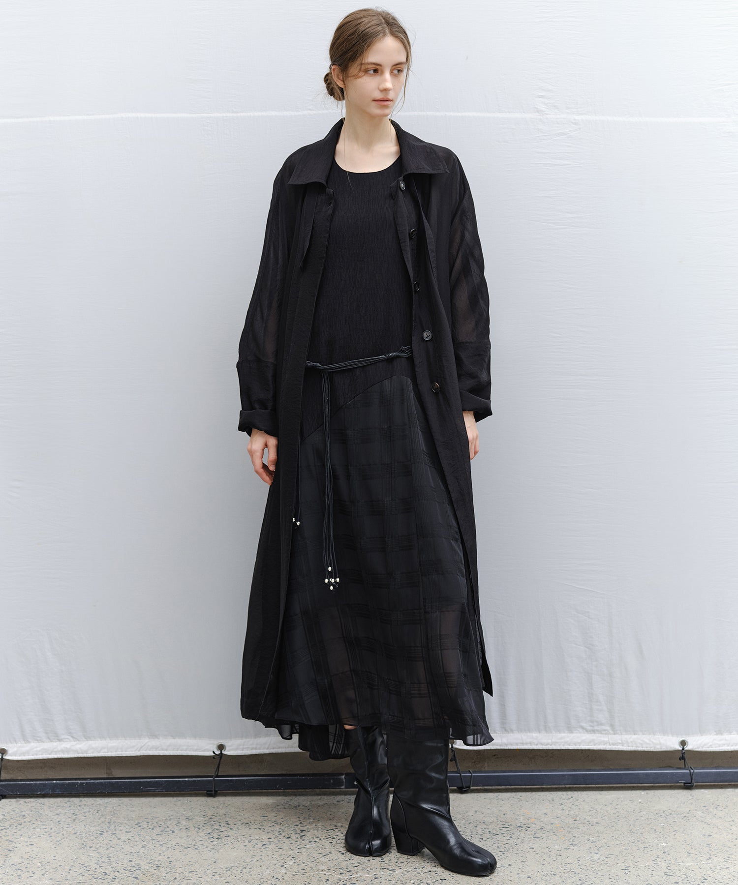 Silk Blend Sheer Long Coat
