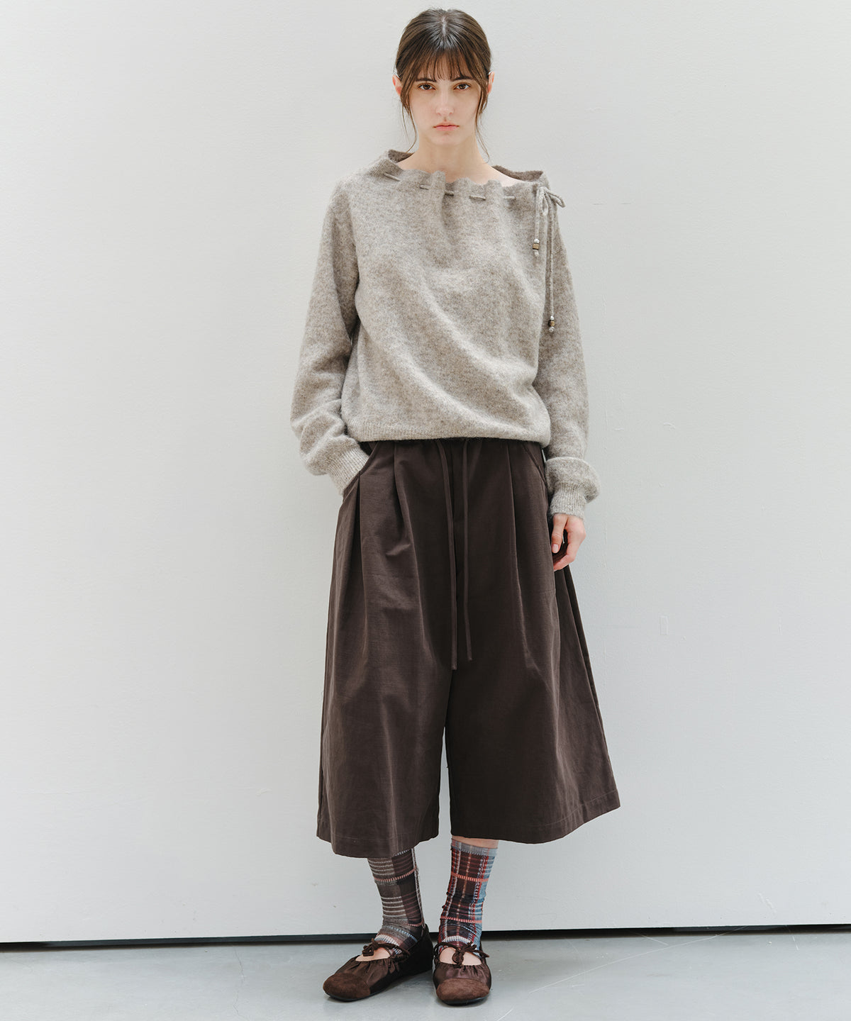 「9月下旬出荷予定」Drawstring Waist Wide Midi Pants