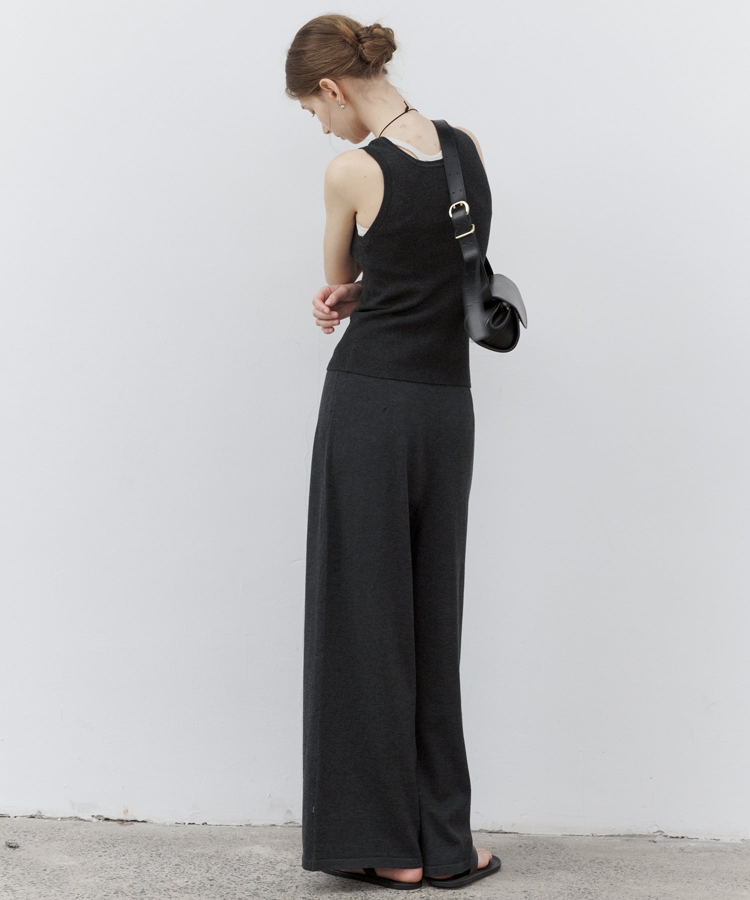 Drawstring Knit Wide Pants