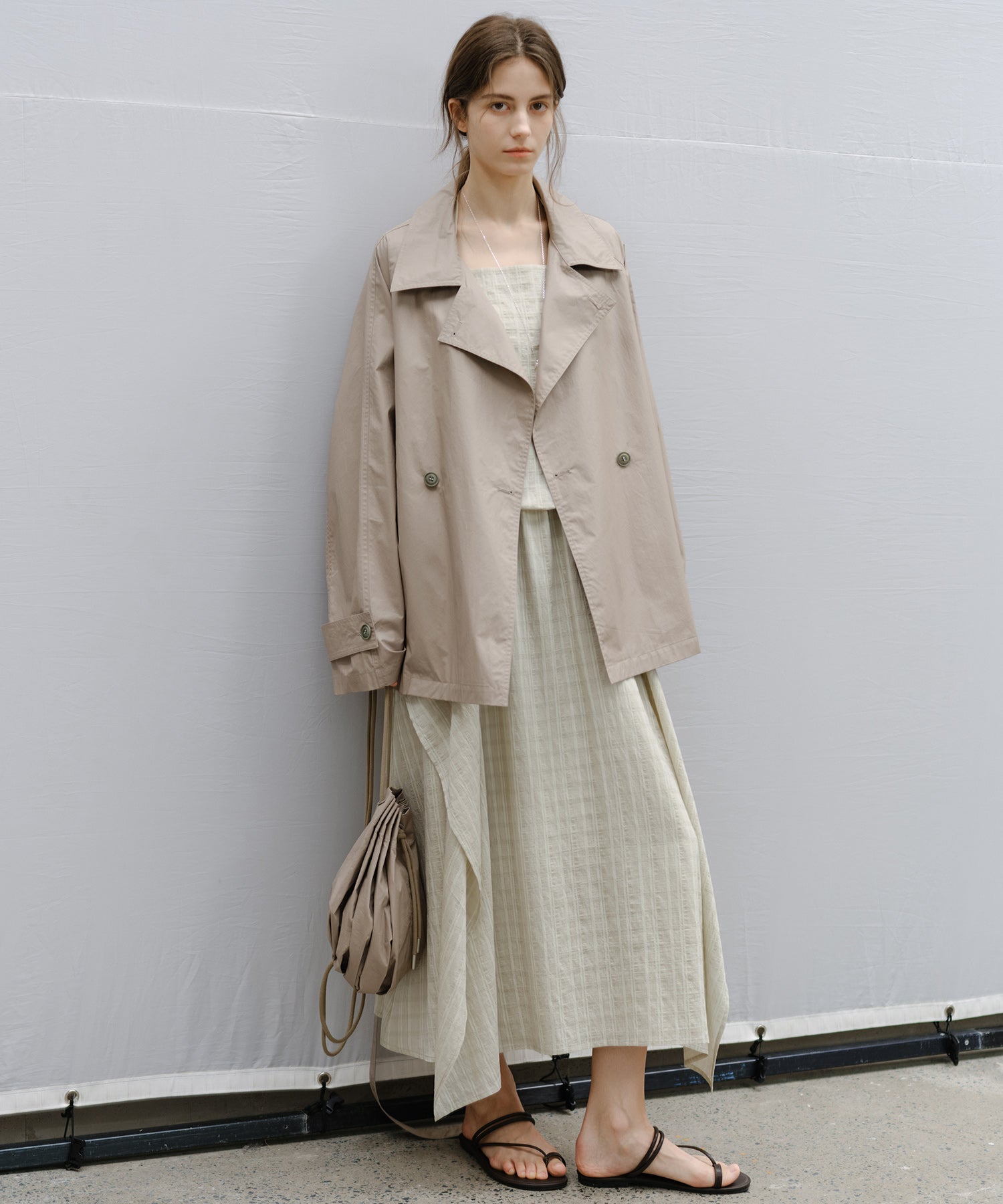 "Shipping from late February to early March" Belted Cropped Trench Jacket