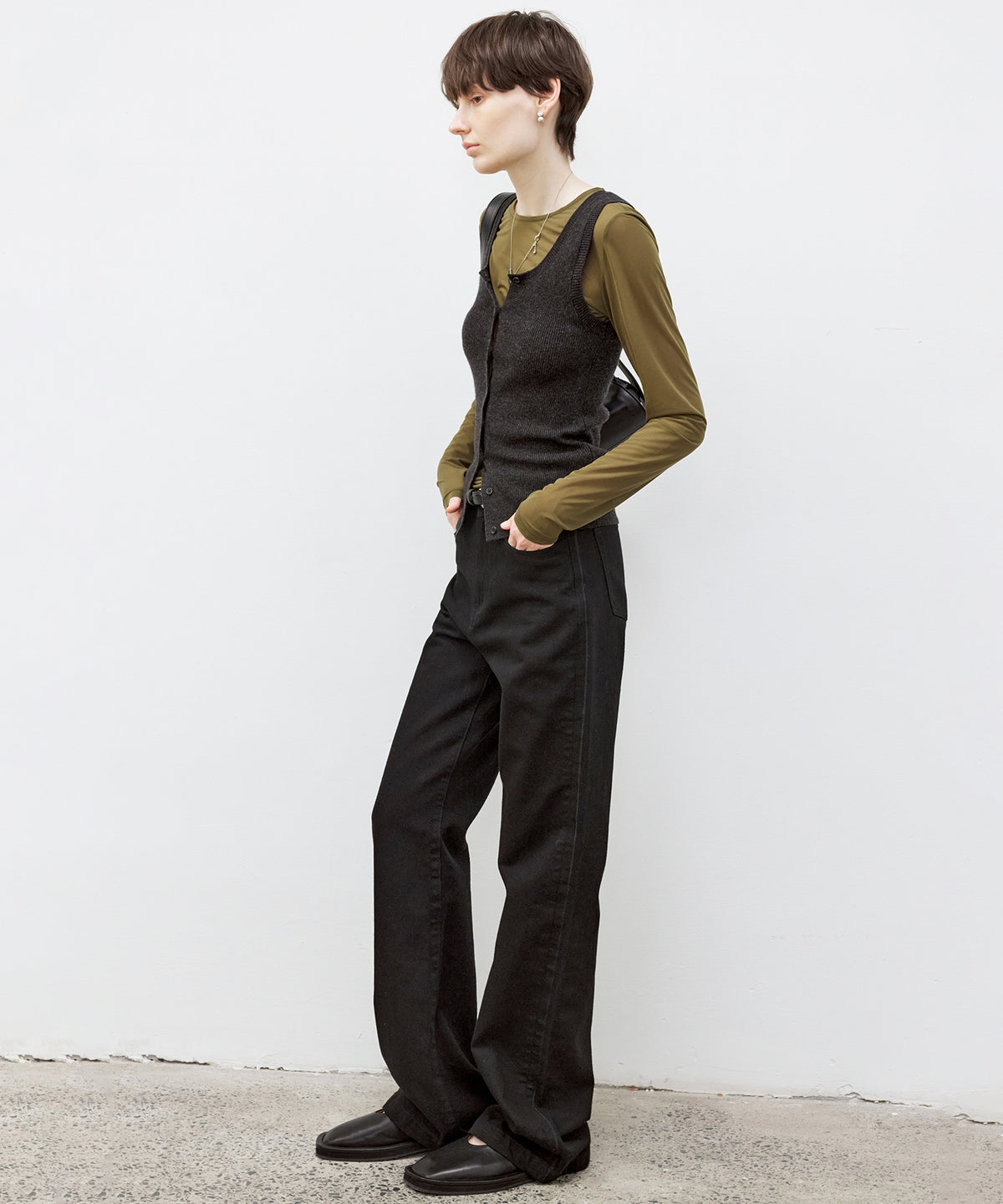 Sheer Crew Neck Long Sleeve Top