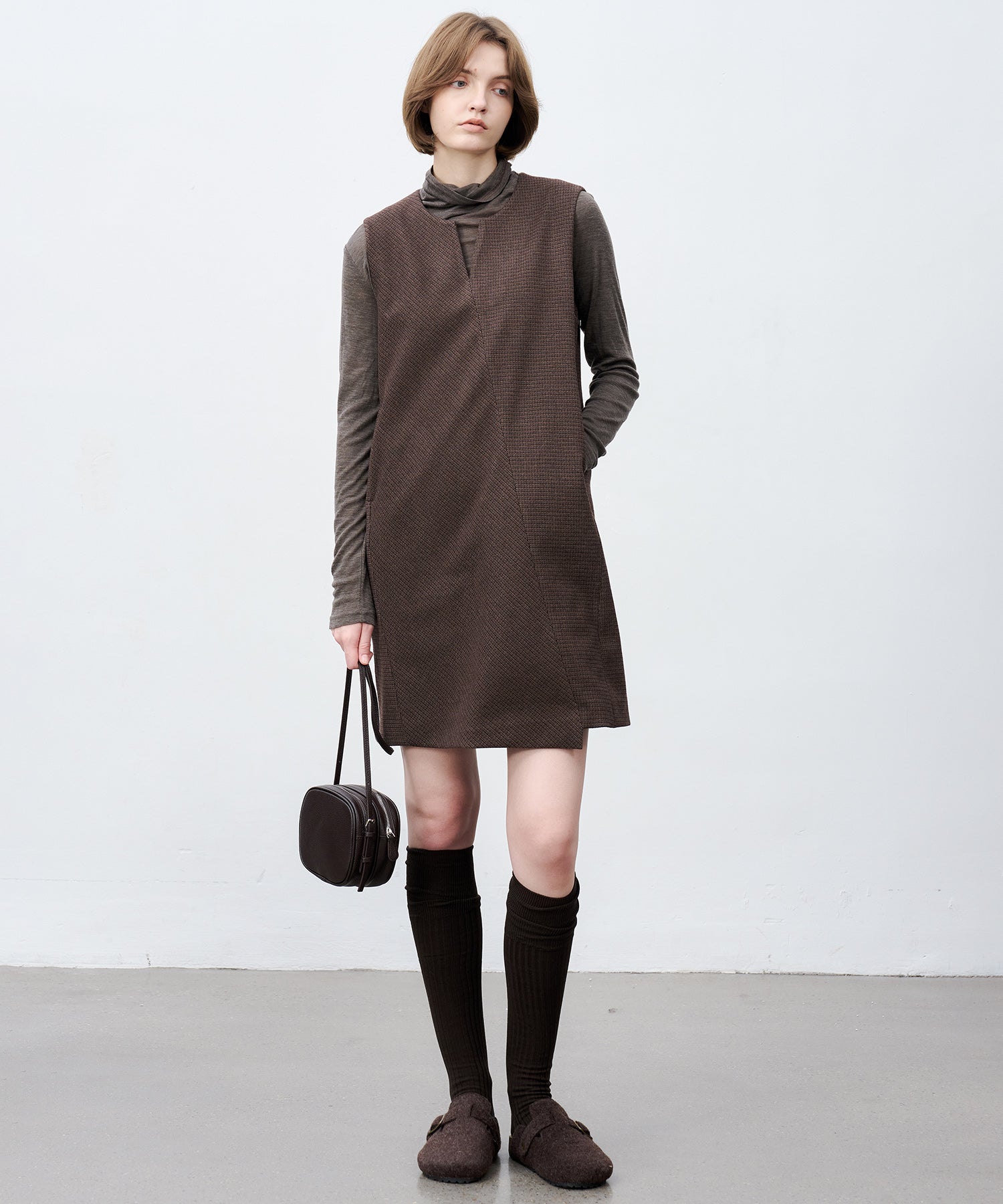 Jacquard Check Straight Jumper Dress