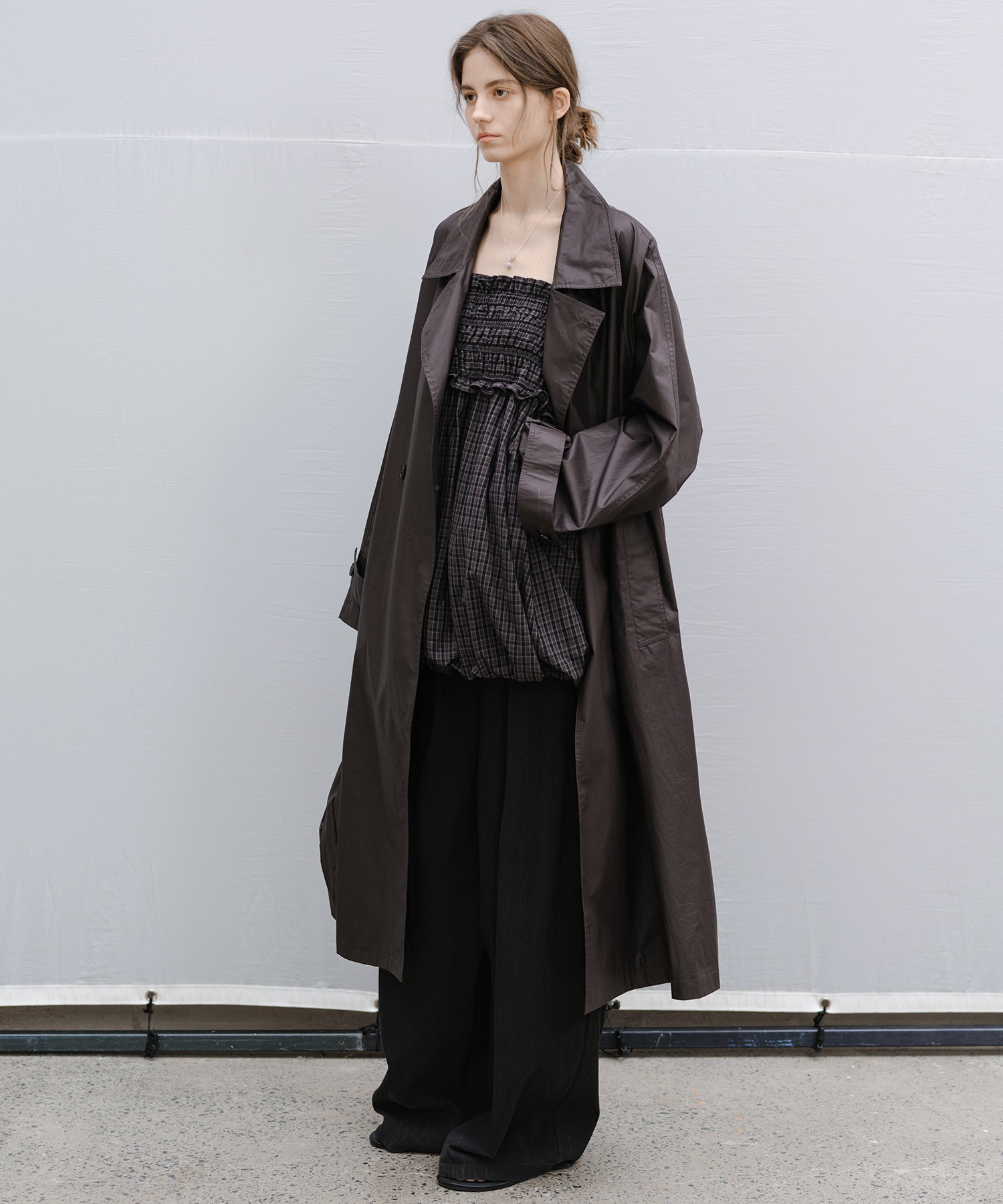 "Shipping from late February to early March" 2-way Smocked Check Bubble Skirt