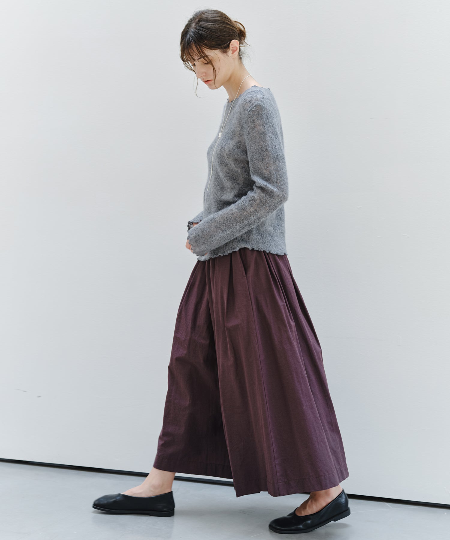 「9月下旬出荷予定」Matte Tuck Wide Skants