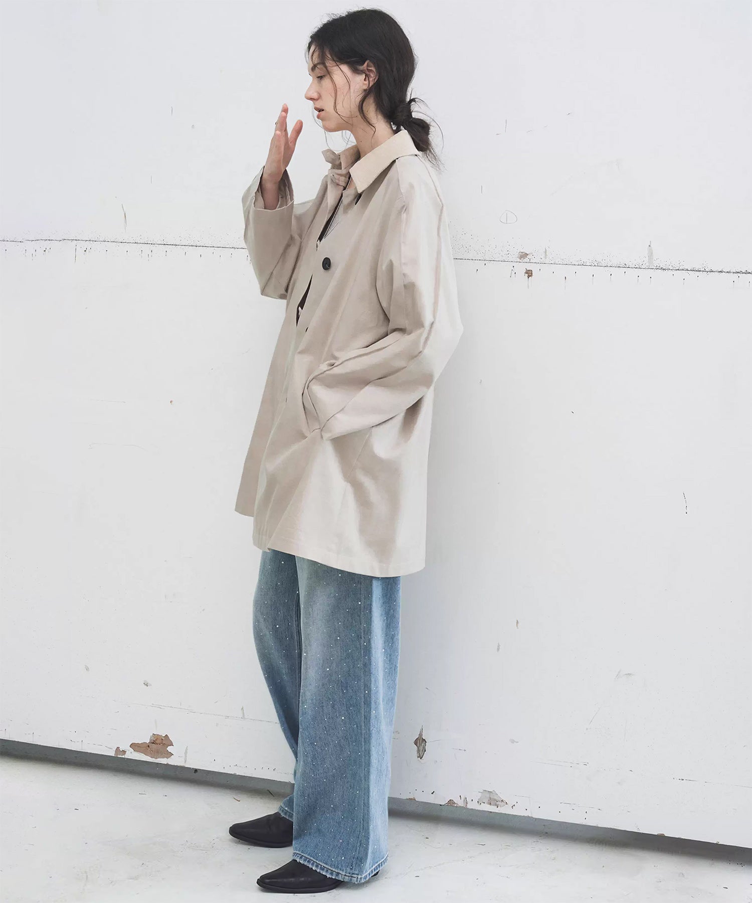 Oversized Corduroy Color-Block Long Coat