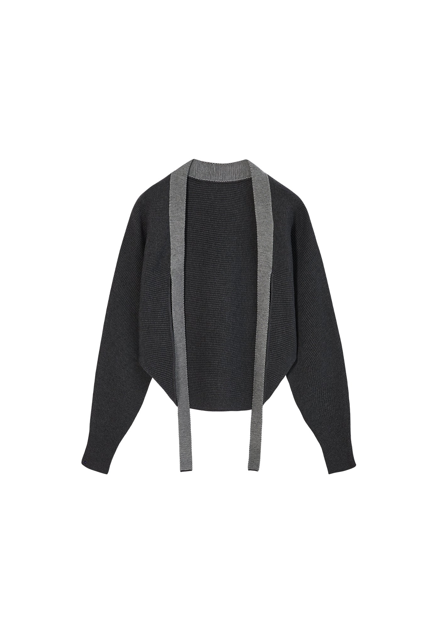 Ribbed Knit Color-block Short Bolero
