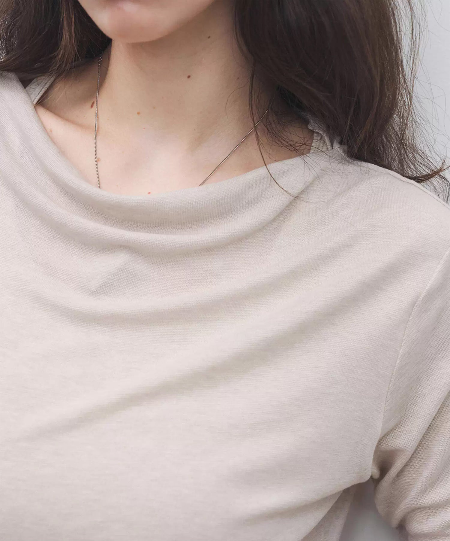 Wool Blend Basic Boat Neck Layering T-Shirt